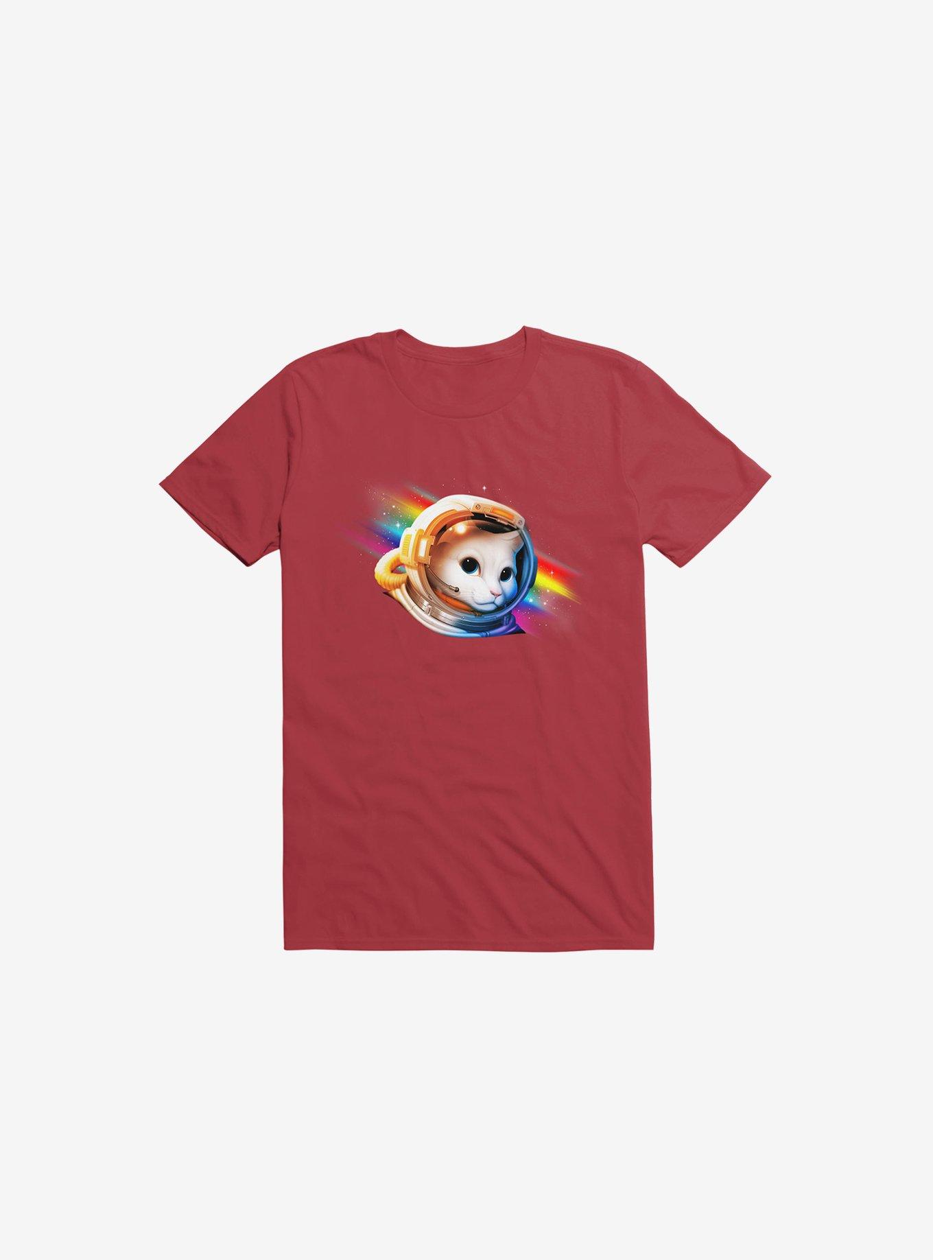 Astronaut Cat Red T-Shirt, , hi-res