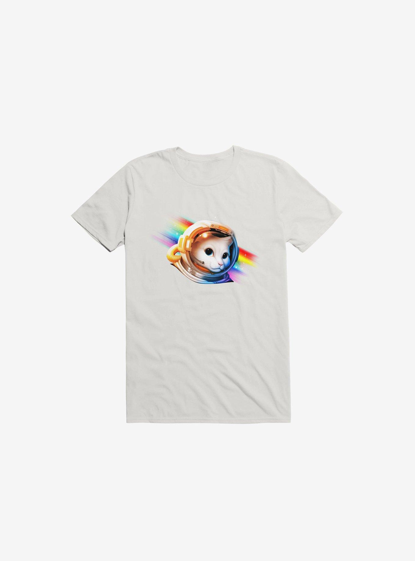 Astronaut Cat White T-Shirt, , hi-res