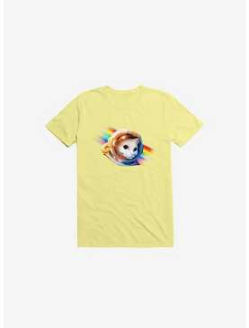 Astronaut Cat Corn Silk Yellow T-Shirt, , hi-res