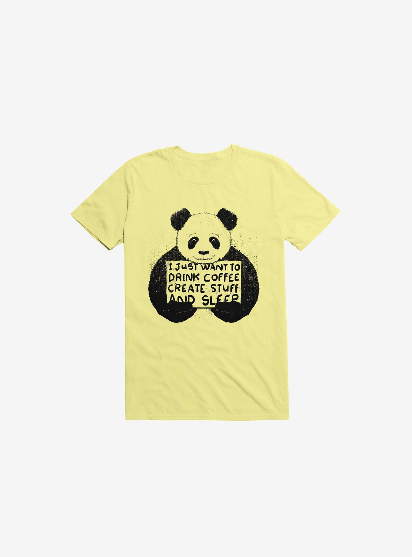I Just Want To Drink Coffee, Create Stuff, And Sleep Corn Silk Yellow T-Shirt, CORN SILK, hi-res
