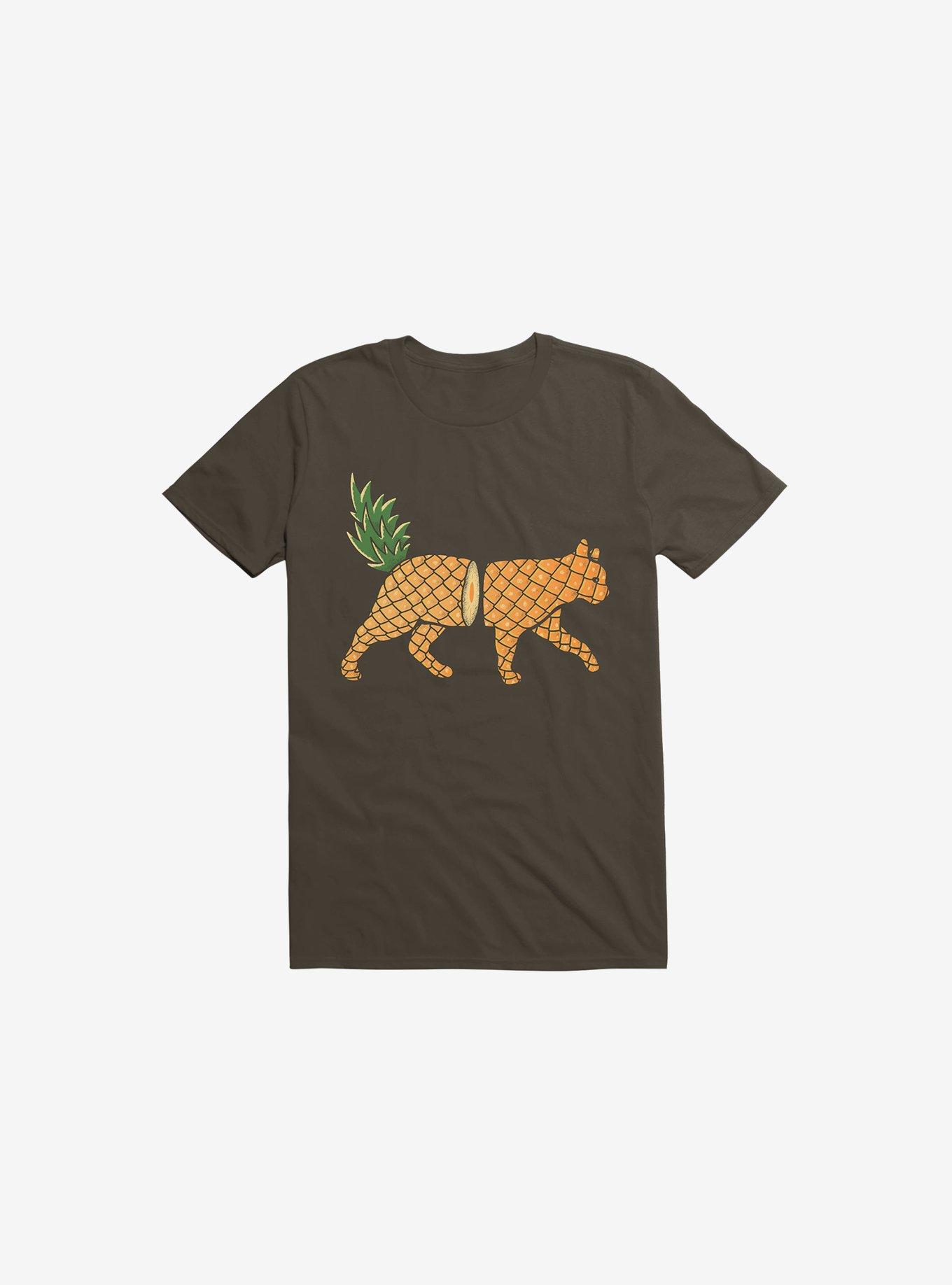 Fruit Cat Pineapple Brown T-Shirt, , hi-res