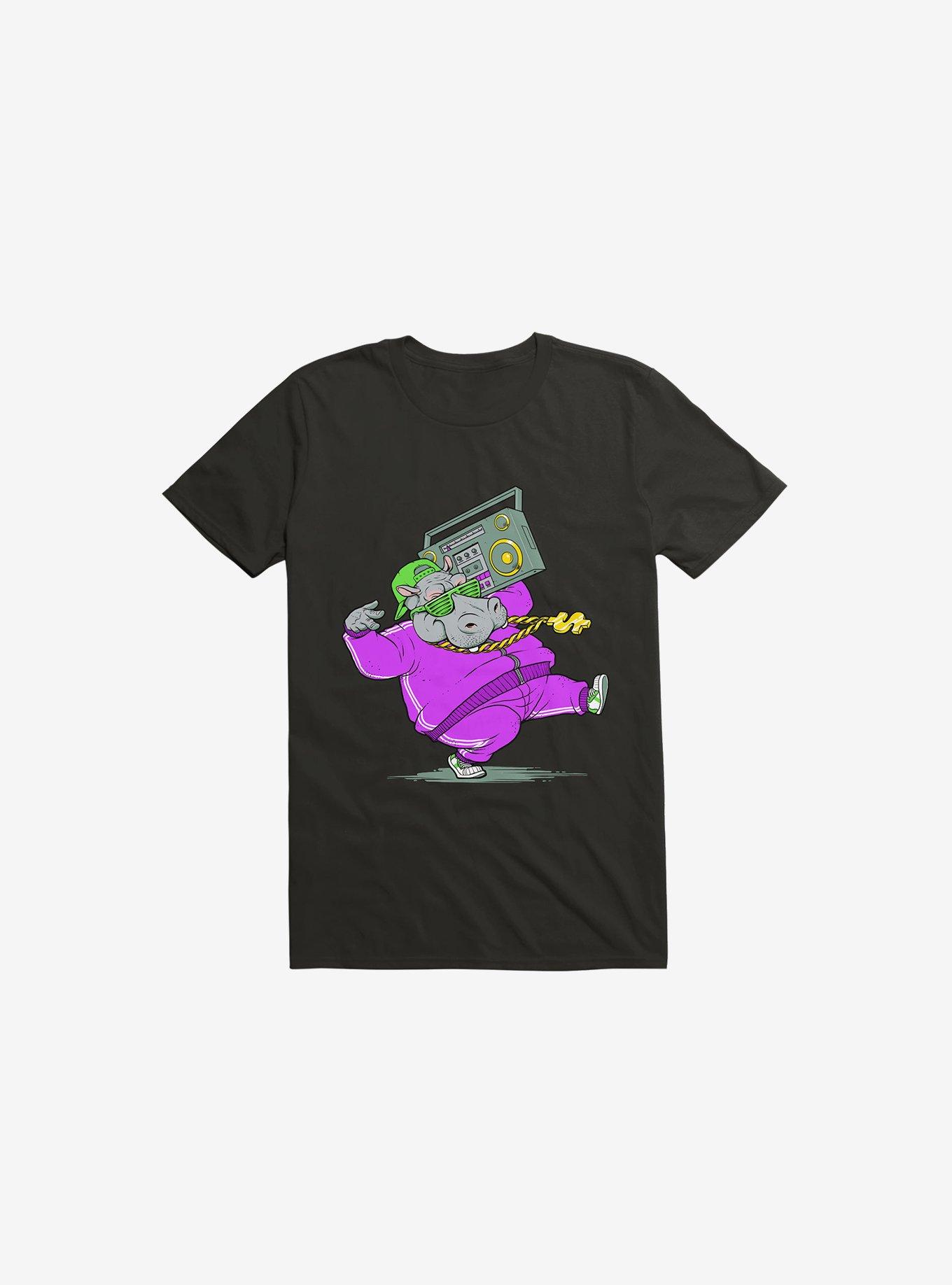 Hip Hop Hippo Black T-Shirt, , hi-res