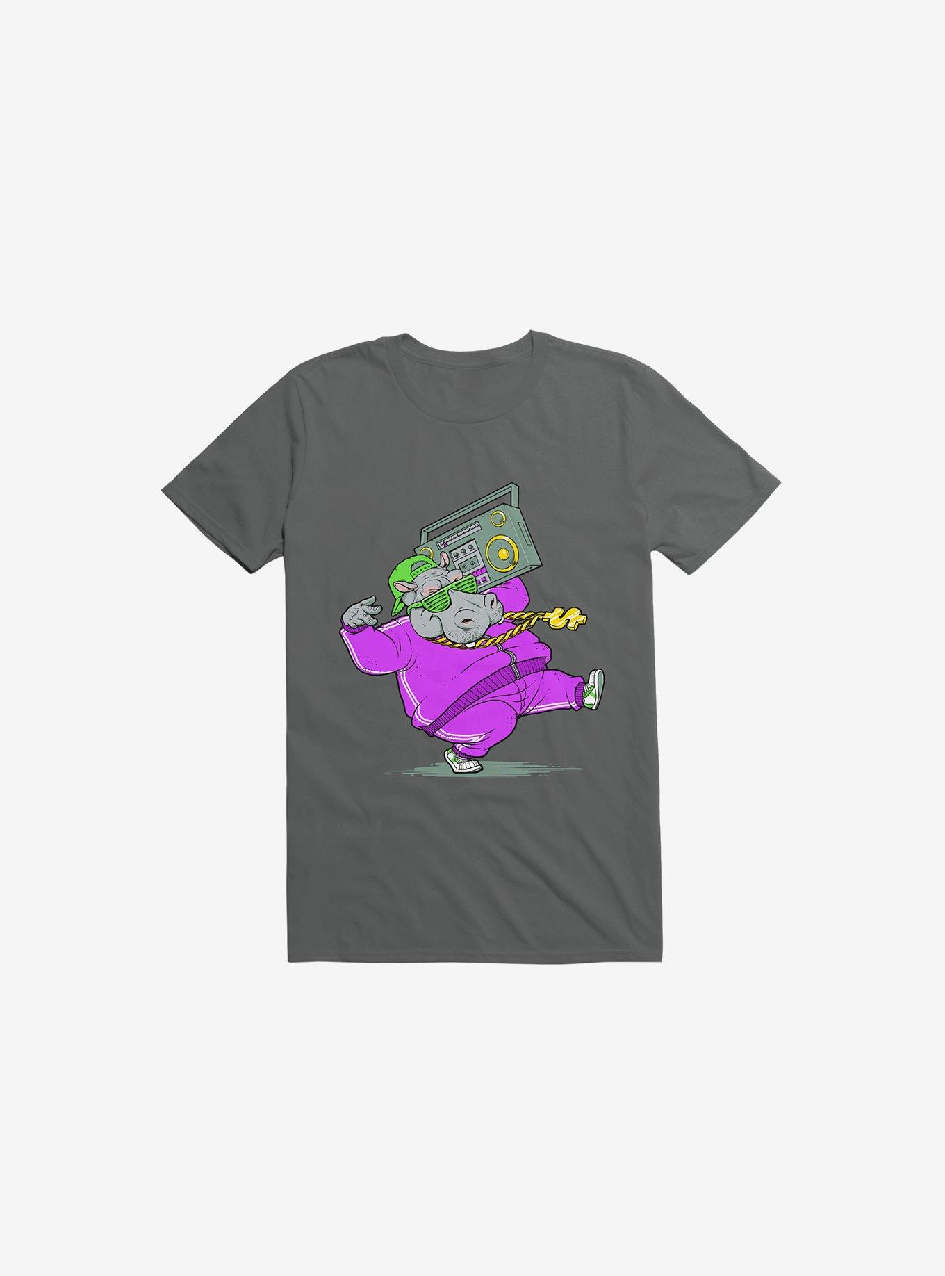 Hip Hop Hippo Charcoal Grey T-Shirt, , hi-res