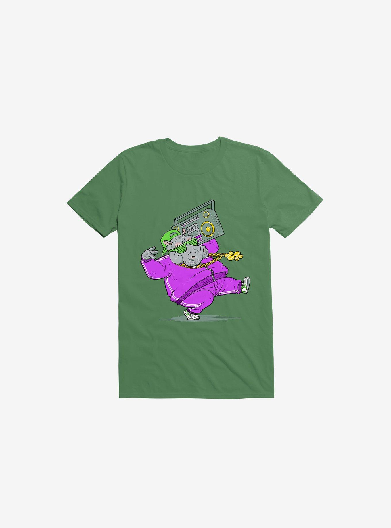 Hip Hop Hippo Kelly Green T-Shirt, , hi-res