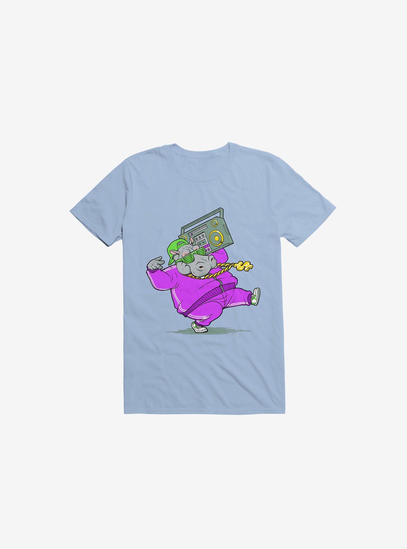 Hip Hop Hippo Light Blue T-Shirt, , hi-res