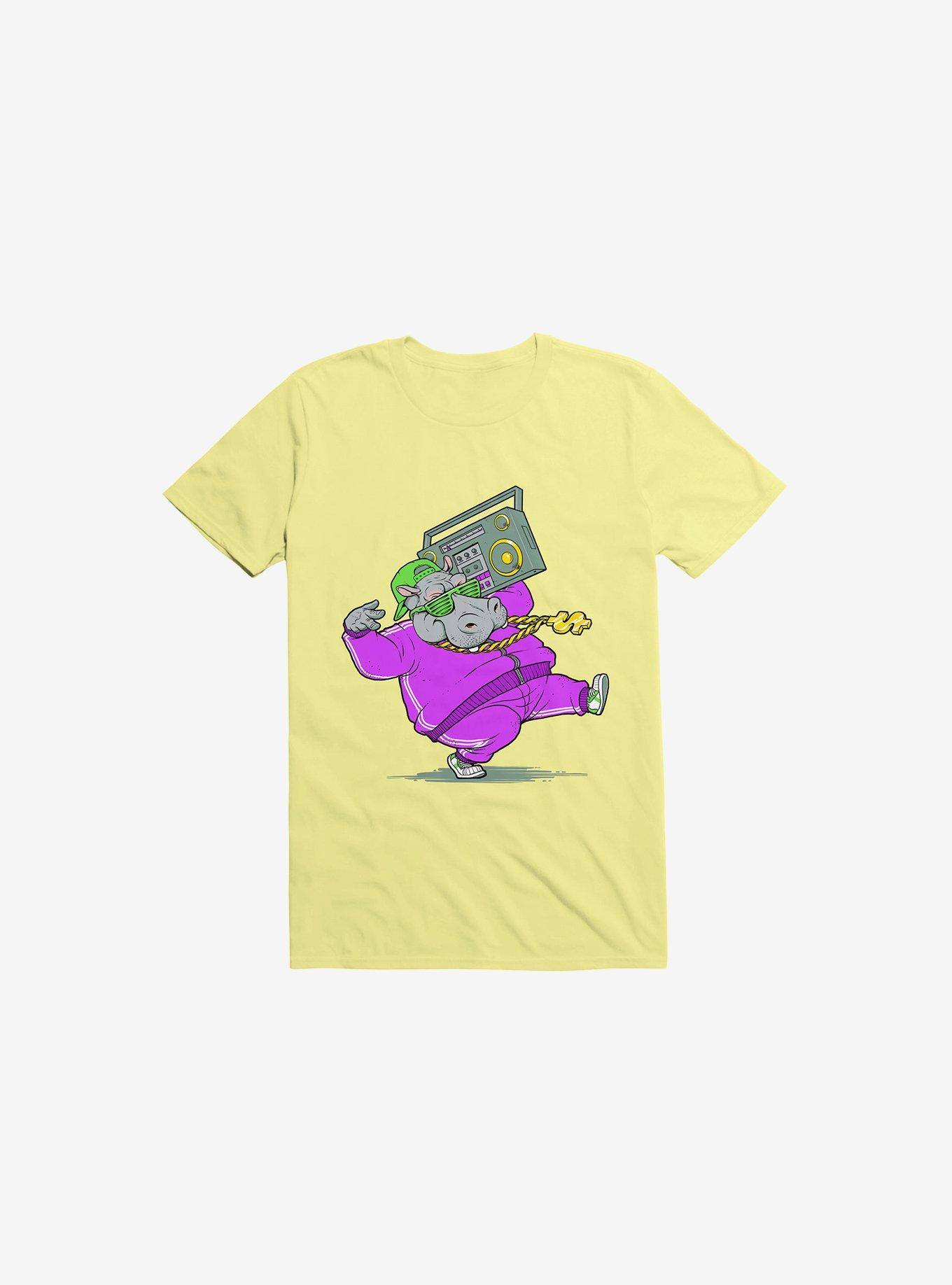 Hip Hop Hippo Corn Silk Yellow T-Shirt, , hi-res