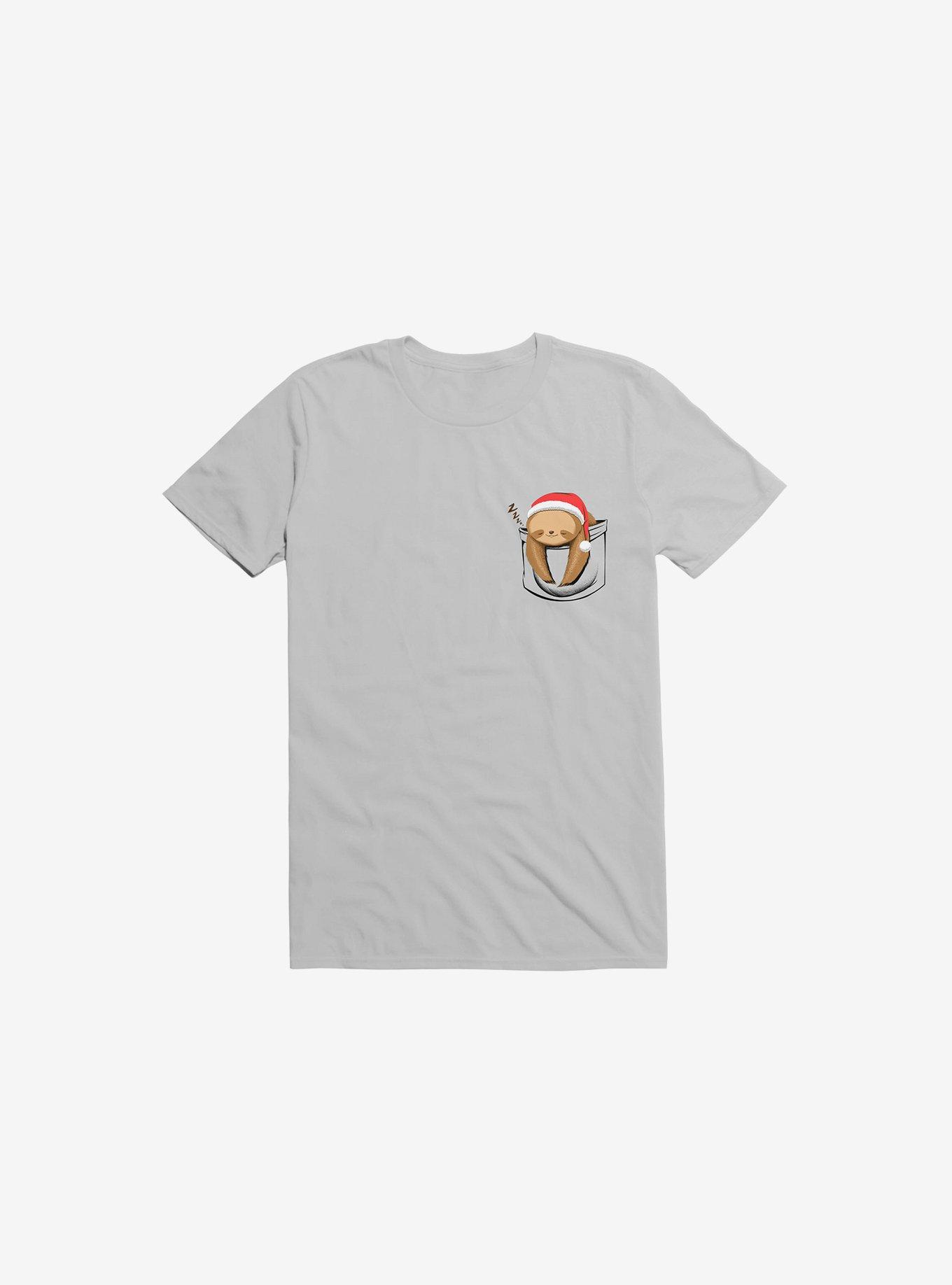 Sloth In A Pocket Xmas Ice Grey T-Shirt, ICE GREY, hi-res