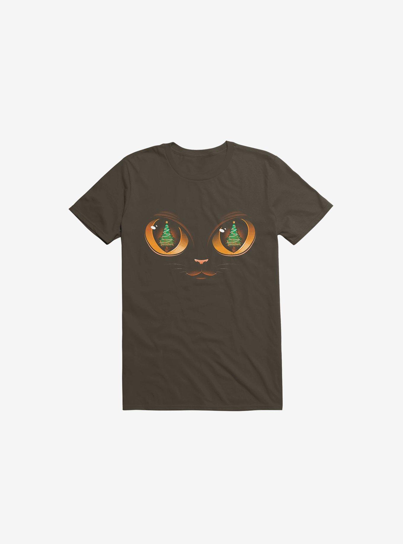 Xmas Cat Attack Brown T-Shirt, BROWN, hi-res