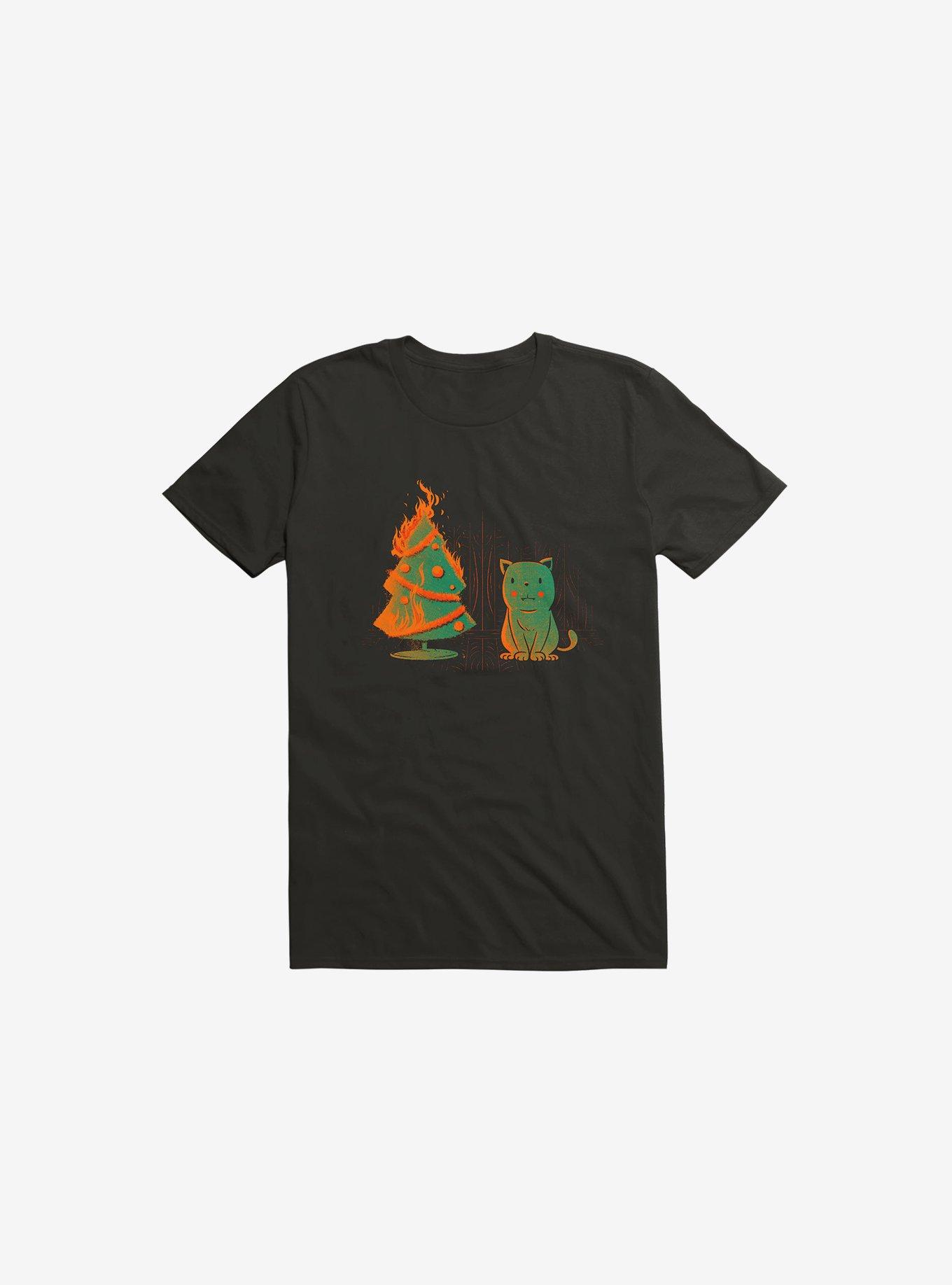 Xmas Miracle Cat Black T-Shirt, BLACK, hi-res