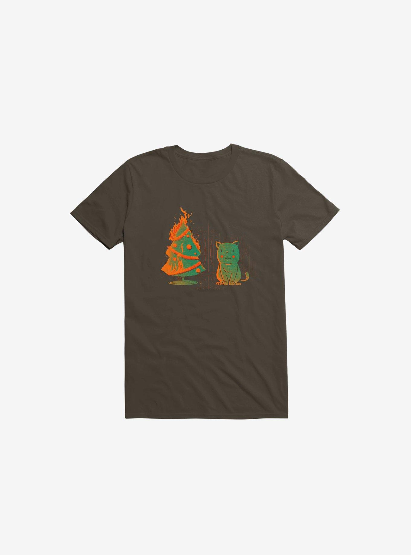 Xmas Miracle Cat Brown T-Shirt, , hi-res