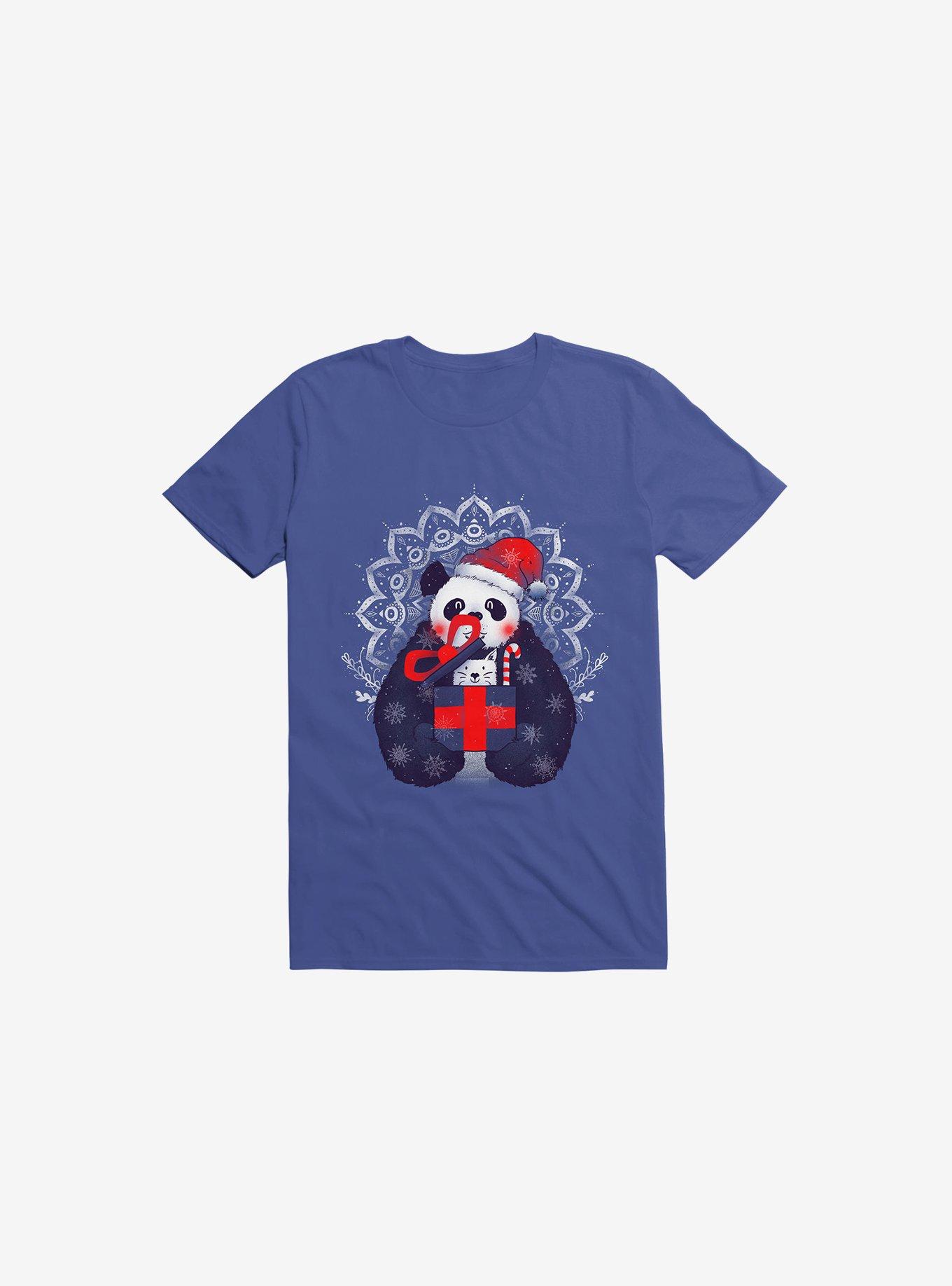 Xmas Panda Royal Blue T-Shirt, , hi-res
