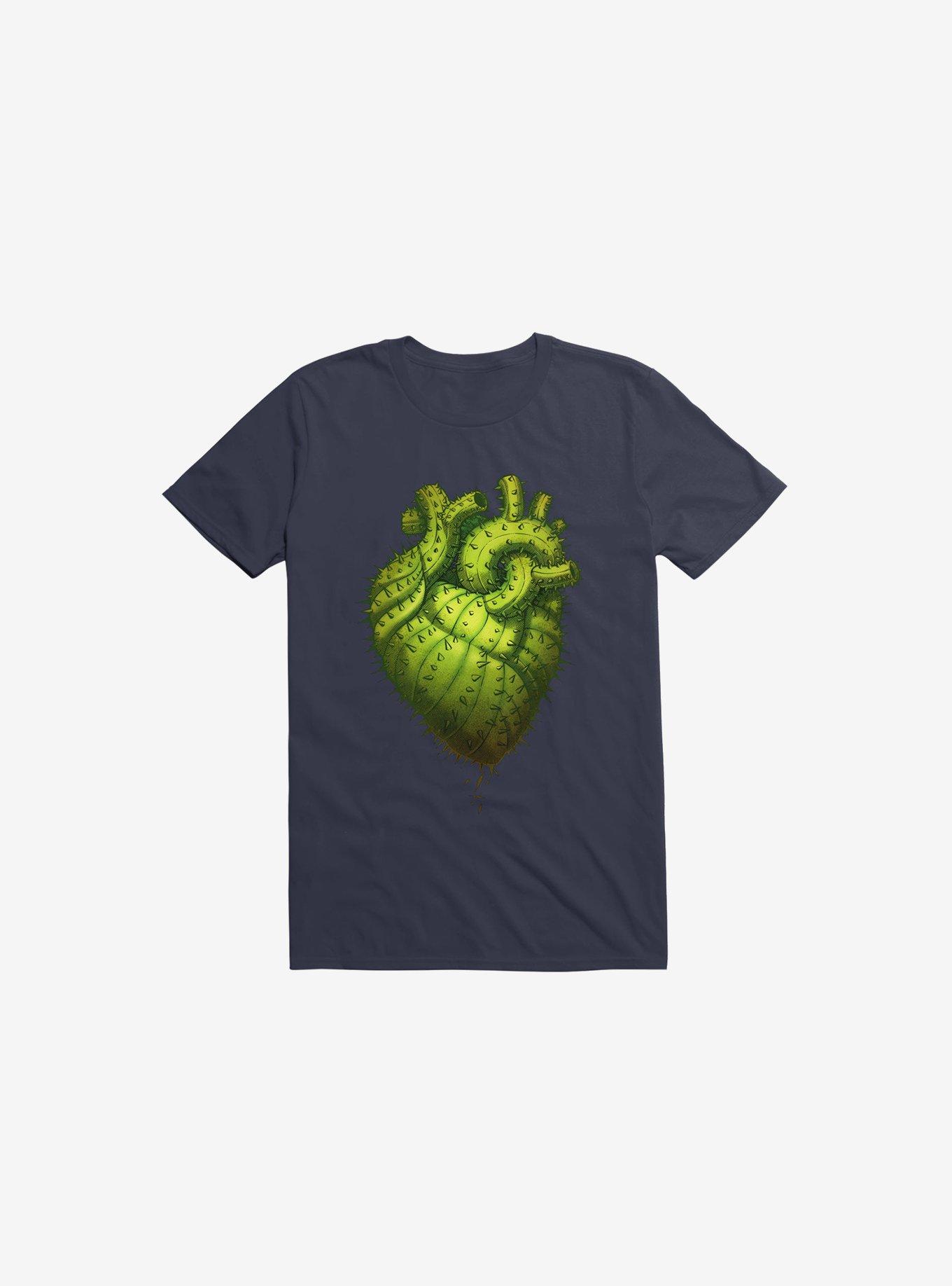 Cactus Heart Navy Blue T-Shirt, , hi-res