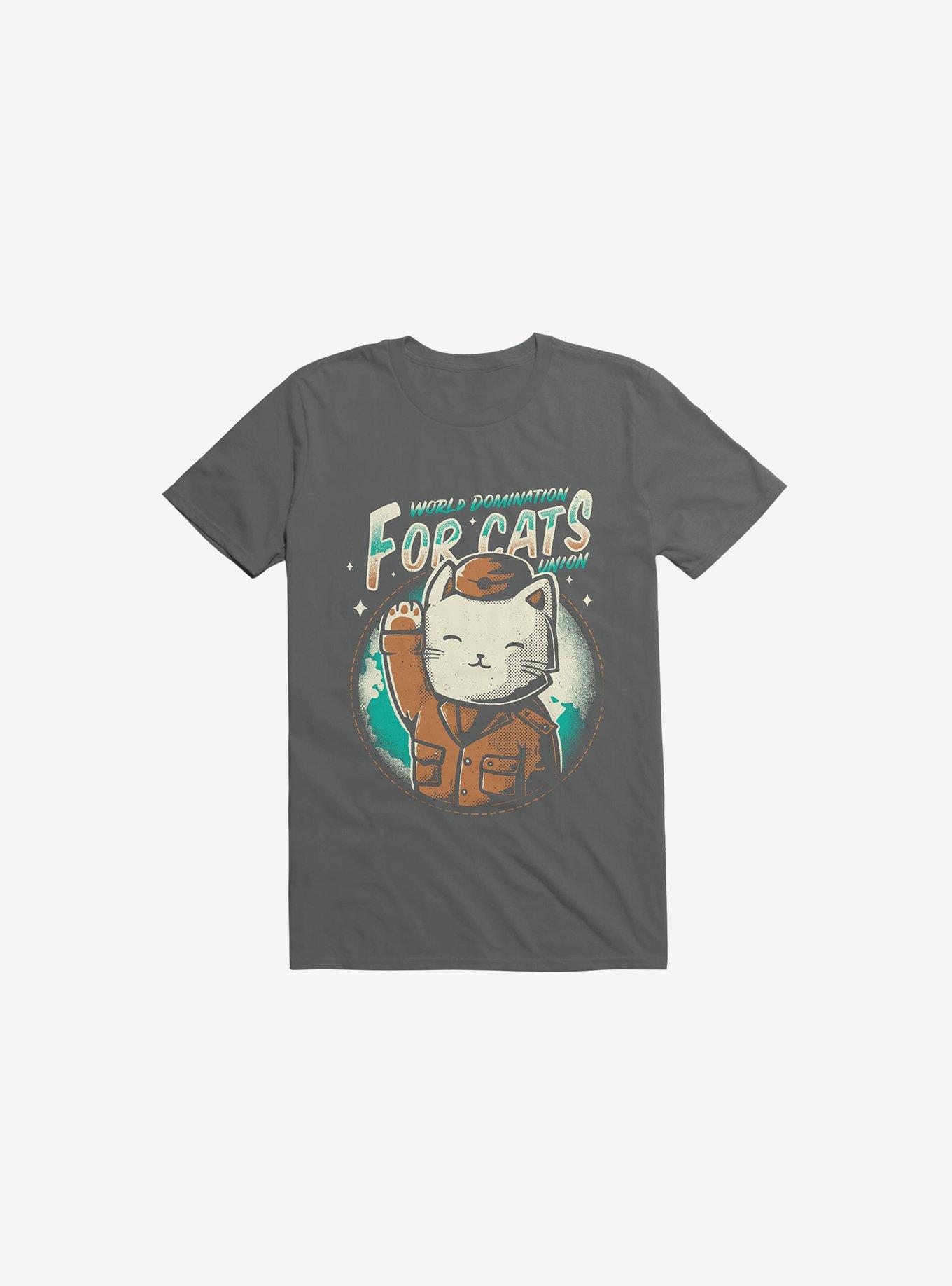 World Domination For Cats Union Charcoal Grey T-Shirt, CHARCOAL, hi-res
