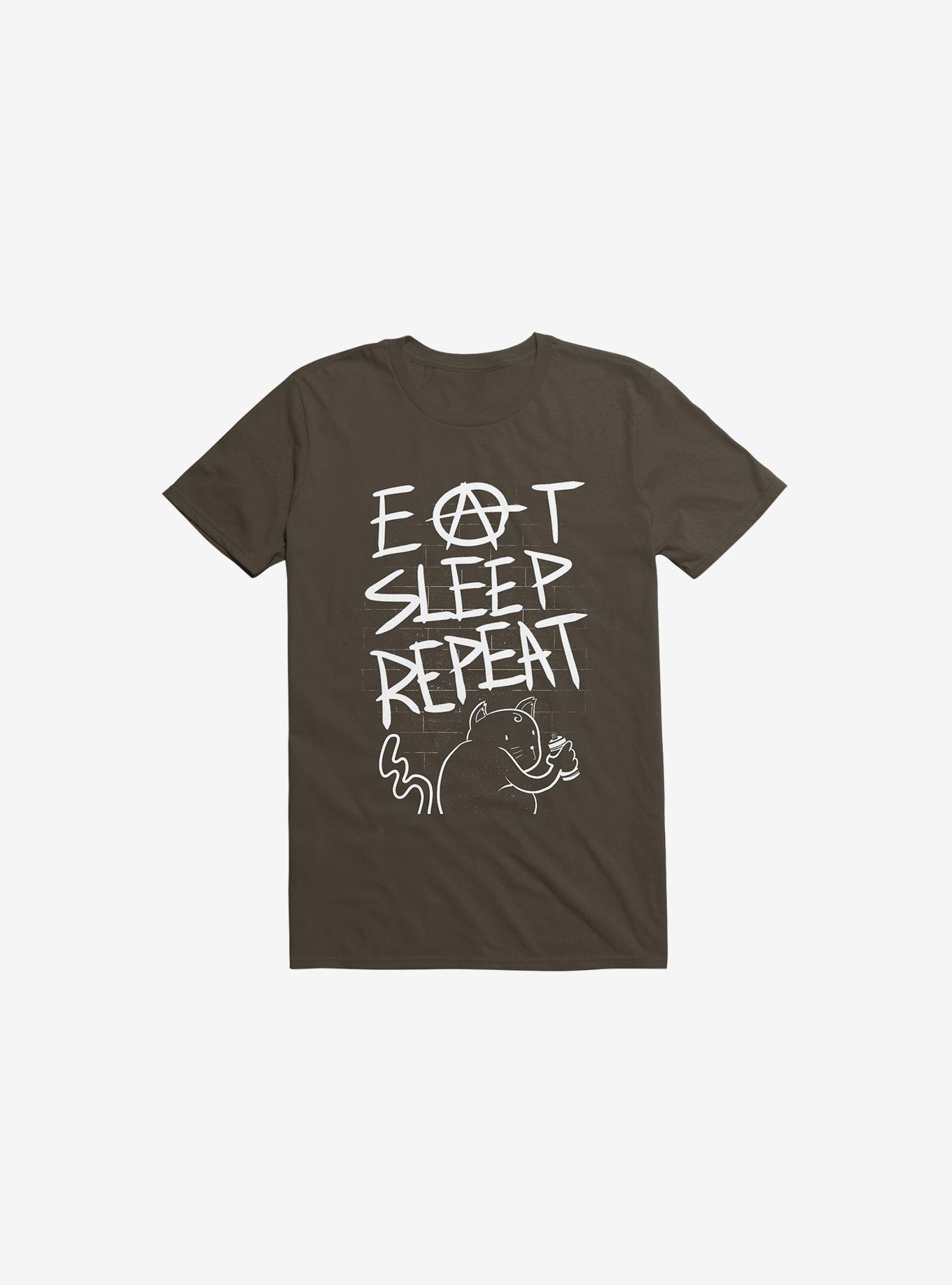 Eat Sleep Repeat Cat Brown T-Shirt, , hi-res