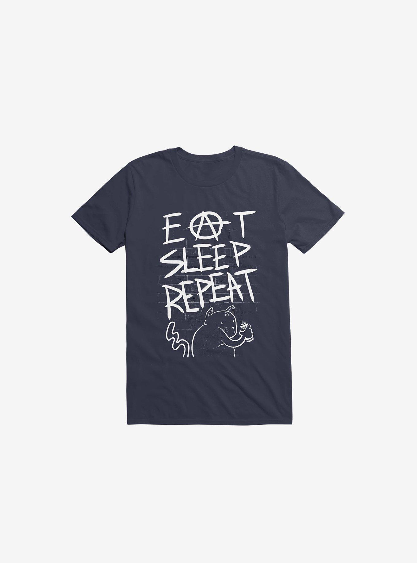 Eat Sleep Repeat Navy Blue T-Shirt, , hi-res