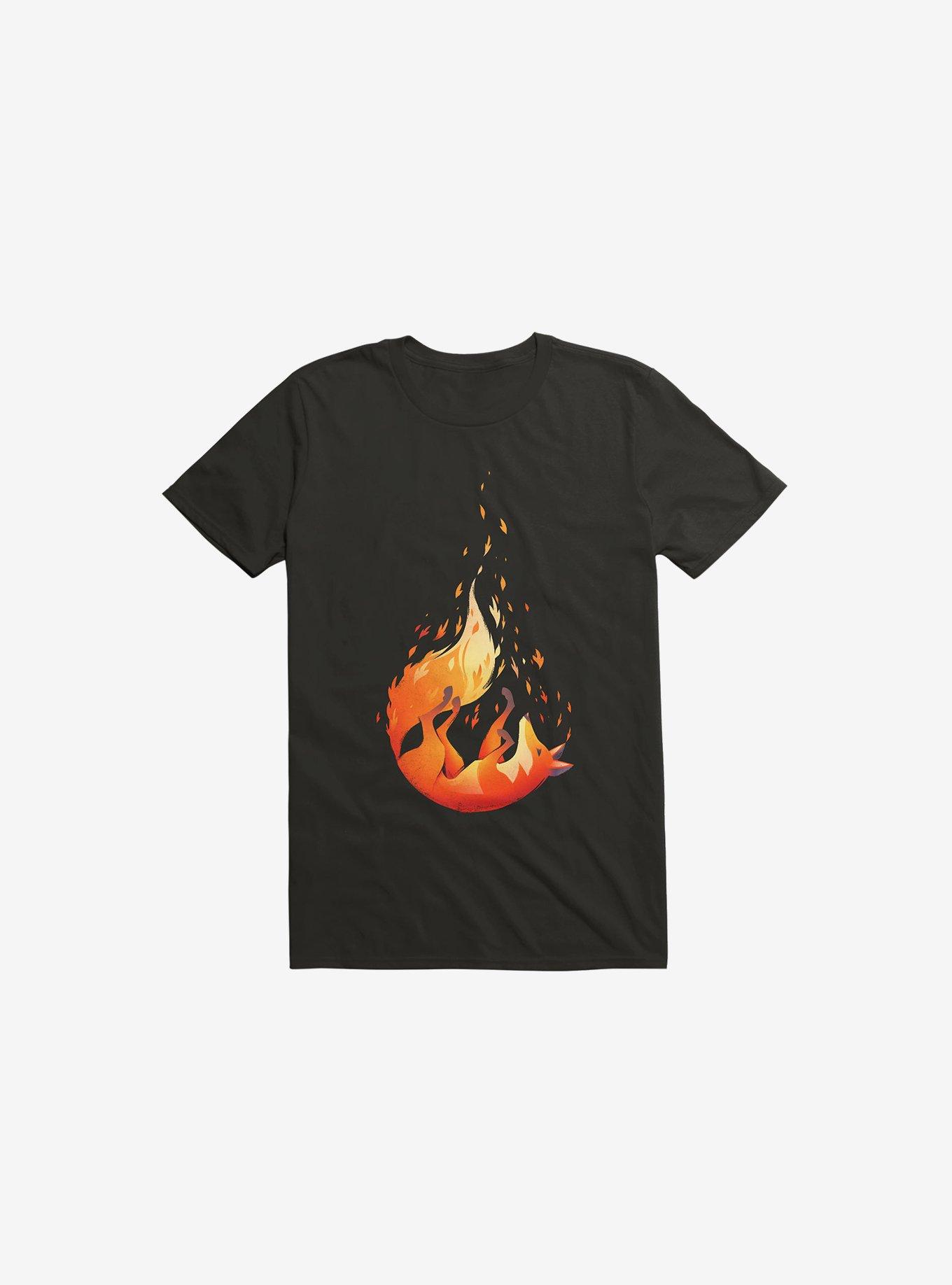 Falling Fox Black T-Shirt, BLACK, hi-res