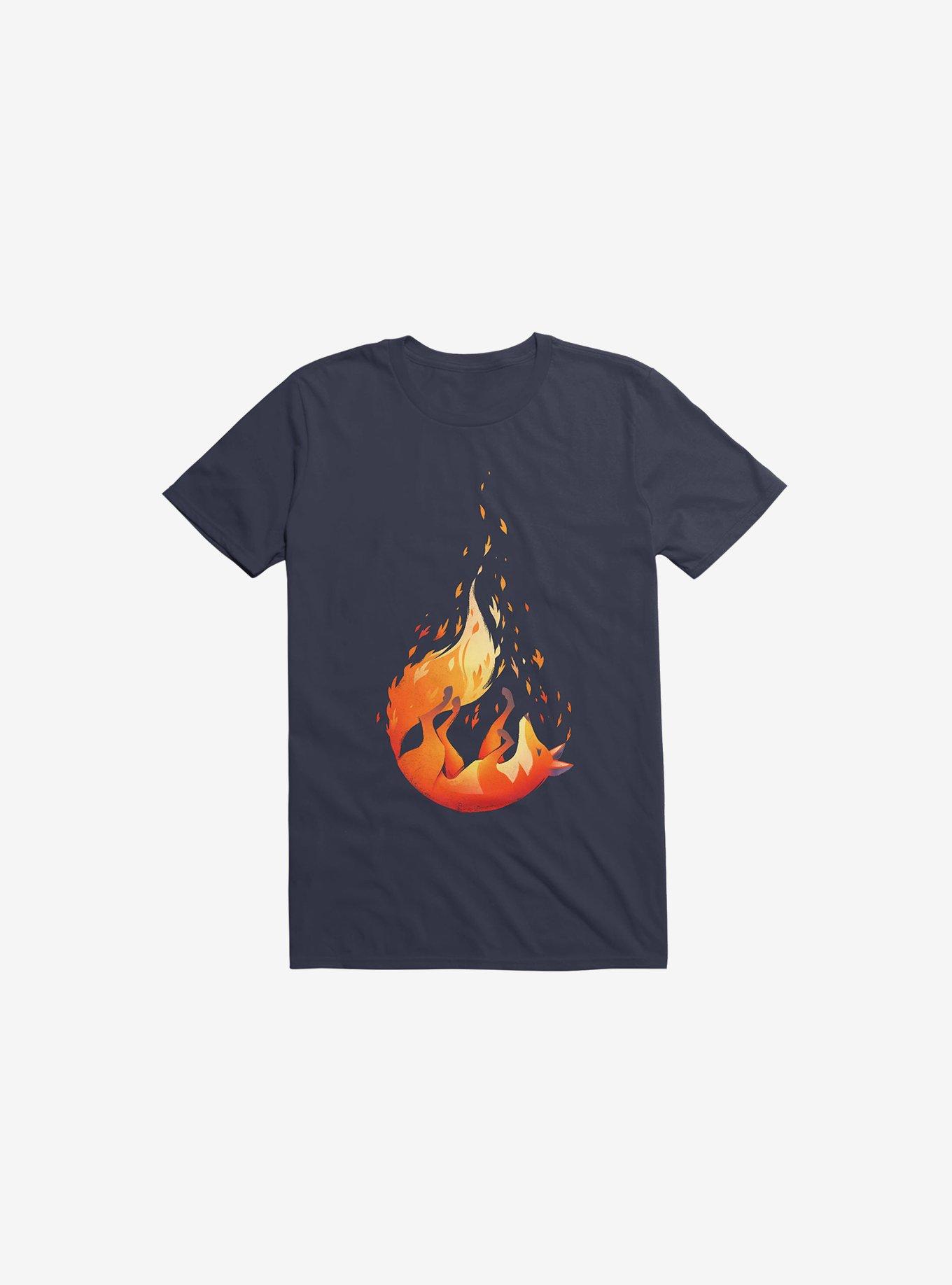 Falling Fox Navy Blue T-Shirt, NAVY, hi-res