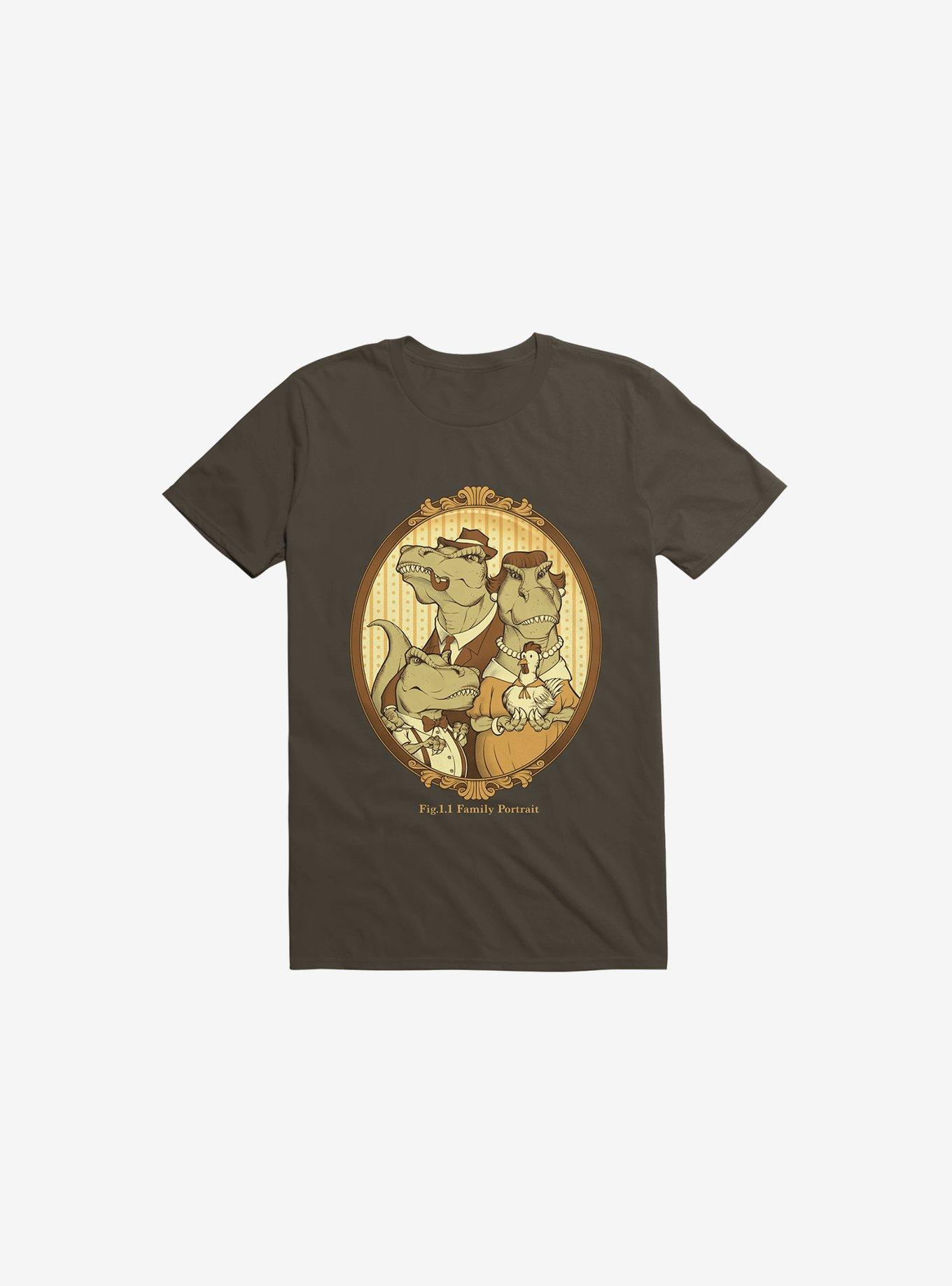 Family Portrait Dinosaur Brown T-Shirt, BROWN, hi-res