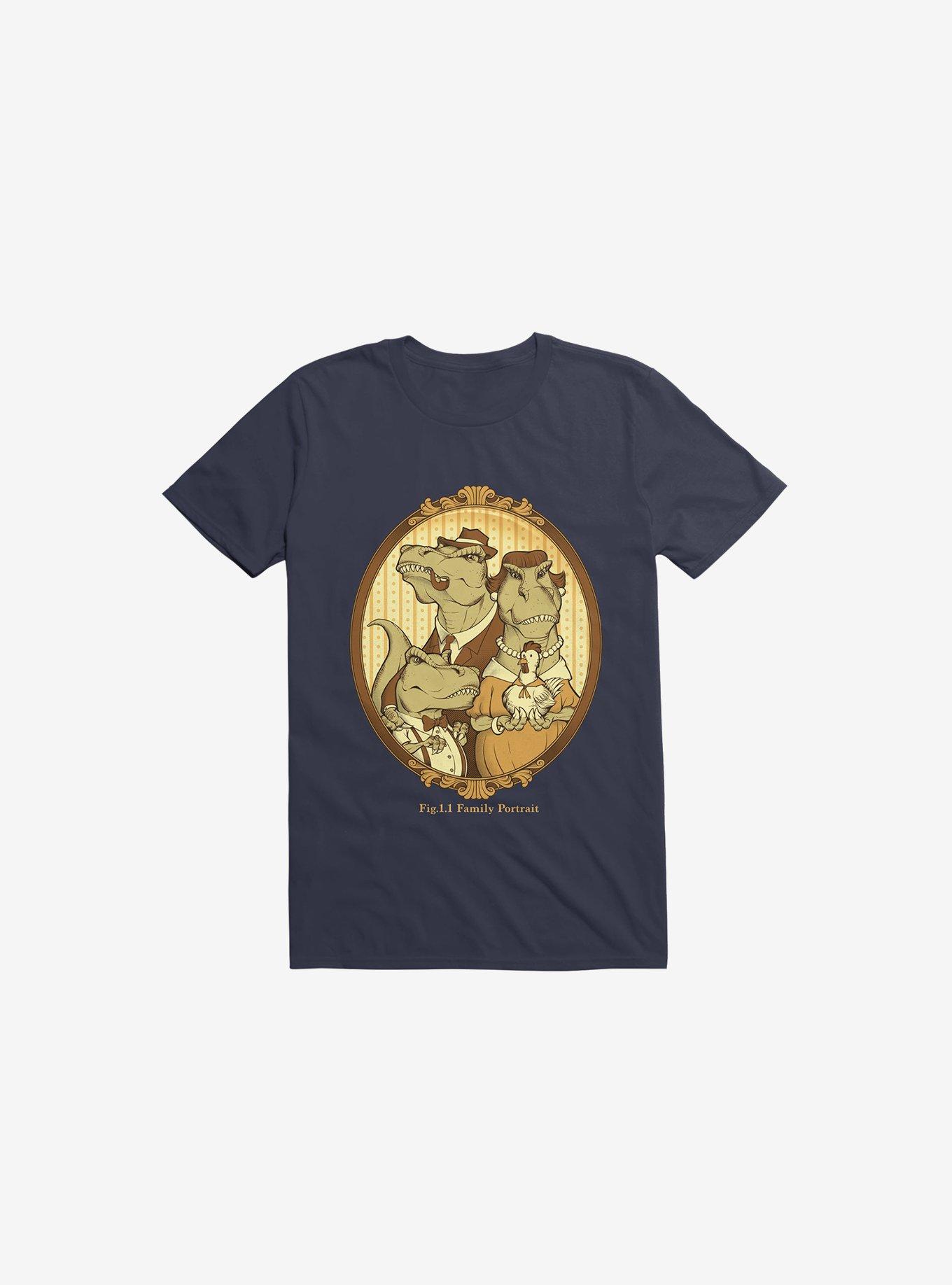 Family Portrait Dinosaur Navy Blue T-Shirt, , hi-res