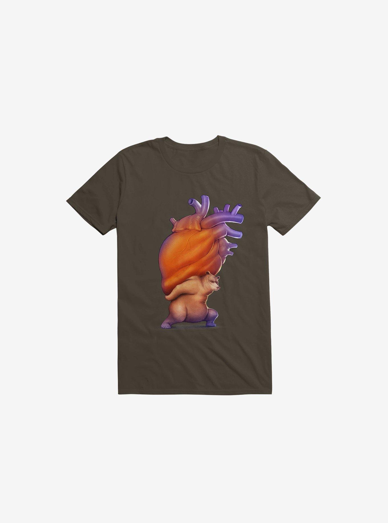 Heavy Heart Brown T-Shirt, , hi-res