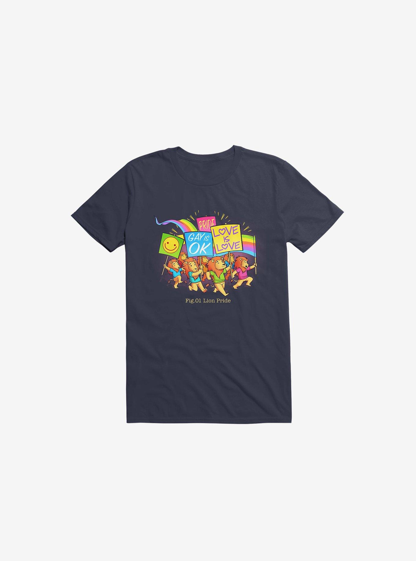 Lion Pride Navy Blue T-Shirt, NAVY, hi-res