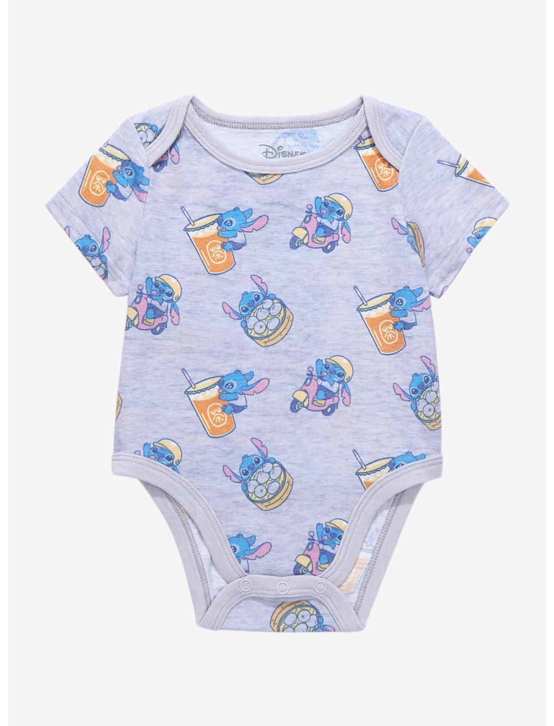 Disney Lilo & Stitch Scooter Stitch Allover Print Infant One-Piece - BoxLunch Exclusive, HEATHER GREY, hi-res