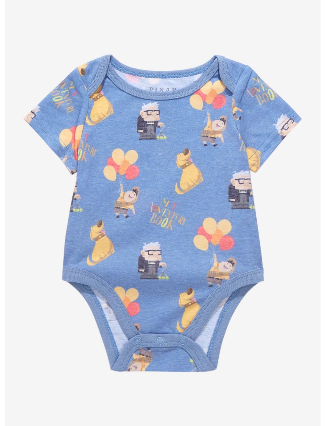Disney Pixar Up Characters Allover Print Infant One-Piece - BoxLunch Exclusive, BLUE, hi-res