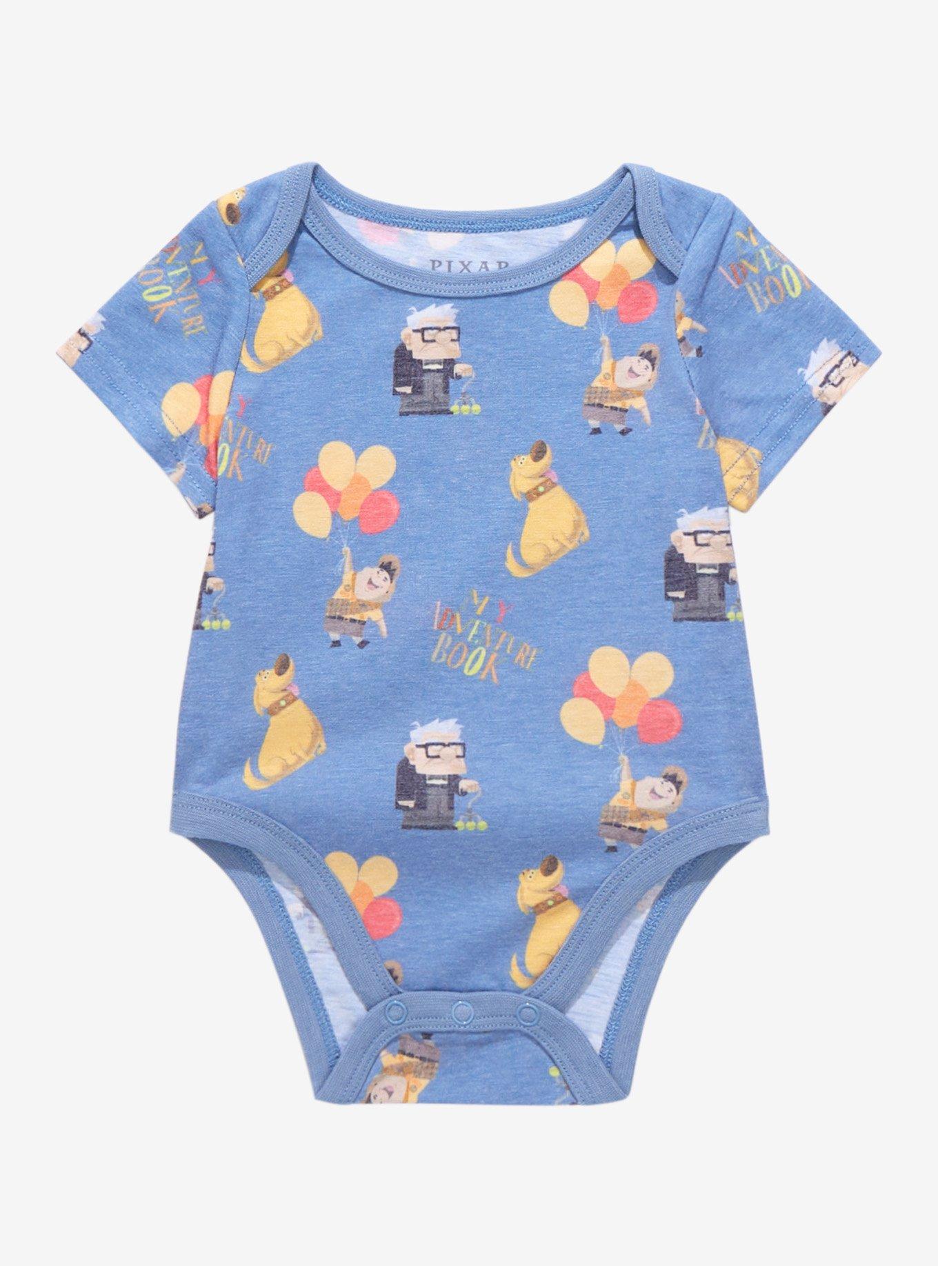 Disney Pixar Up Characters Allover Print Infant One-Piece - BoxLunch Exclusive, BLUE, hi-res