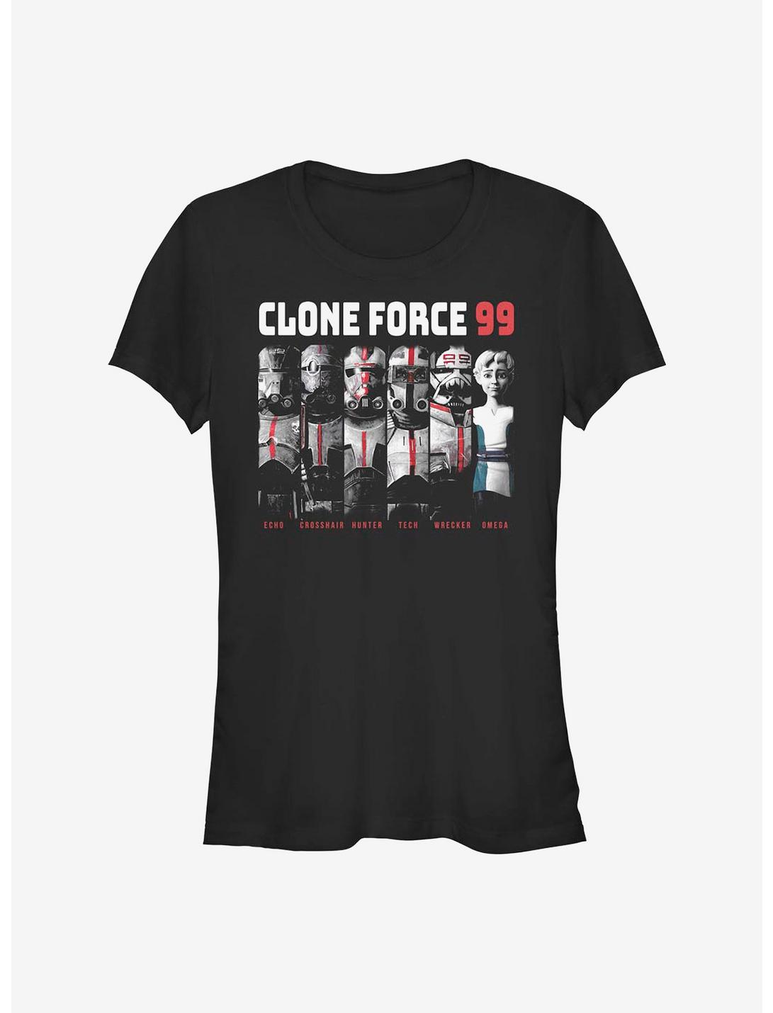 Star Wars: The Bad Batch Clone Force 99 Group Girls T-Shirt Hot Topic Exclusive, BLACK, hi-res