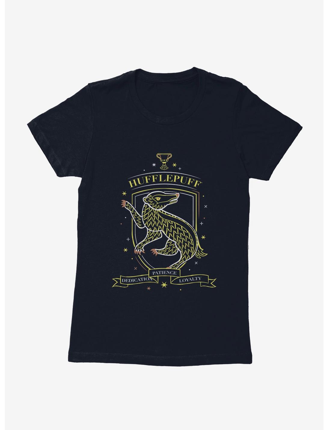 Hary Potter Hufflepuff Sketch Shield Womens T-Shirt, MIDNIGHT NAVY, hi-res