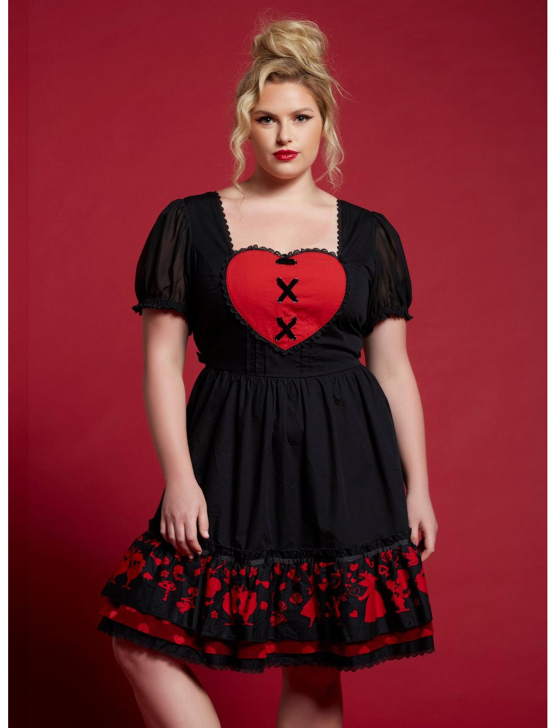 Disney Alice In Wonderland Queen Of Hearts Dress Plus Size, RED, hi-res