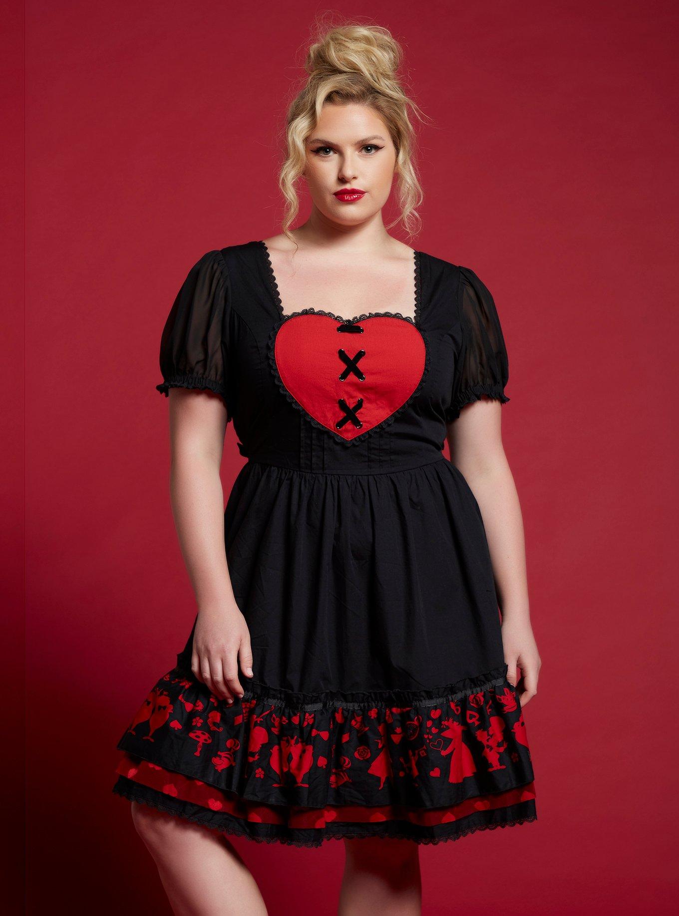 Disney Alice In Wonderland Queen Of Hearts Dress Plus Size, RED, hi-res