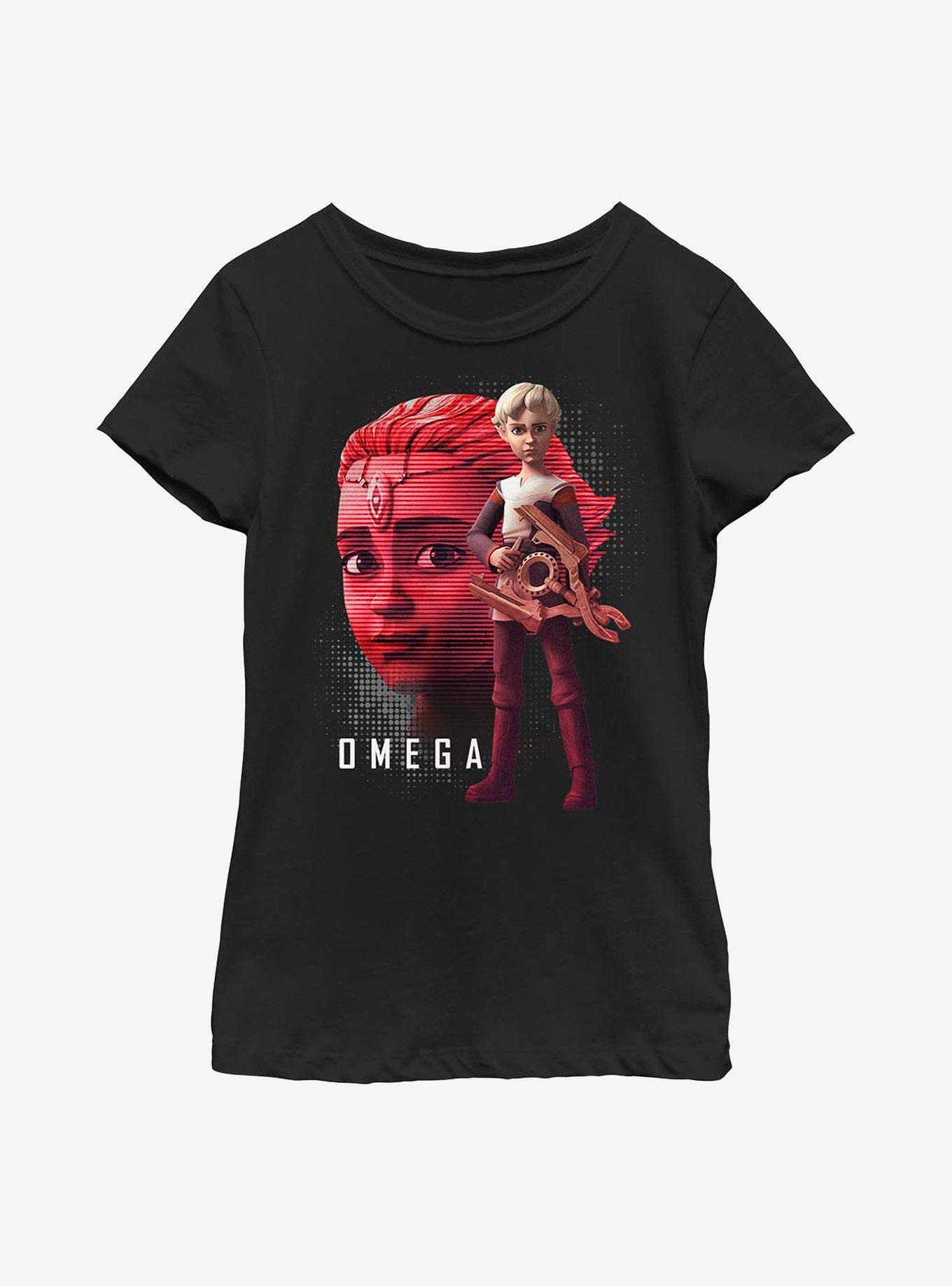 Star Wars: The Bad Batch Omega Face Youth Girls T-Shirt, BLACK, hi-res