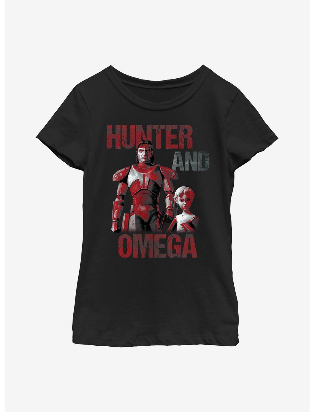 Star Wars: The Bad Batch Hunter And Omega Youth Girls T-Shirt, BLACK, hi-res