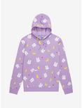 Sailor Moon Crescent Moons & Bunnies Allover Print Hoodie - BoxLunch Exclusive, LILAC, hi-res