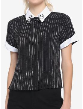 The Nightmare Before Christmas Jack Pinstripe Woven Button-Up, , hi-res