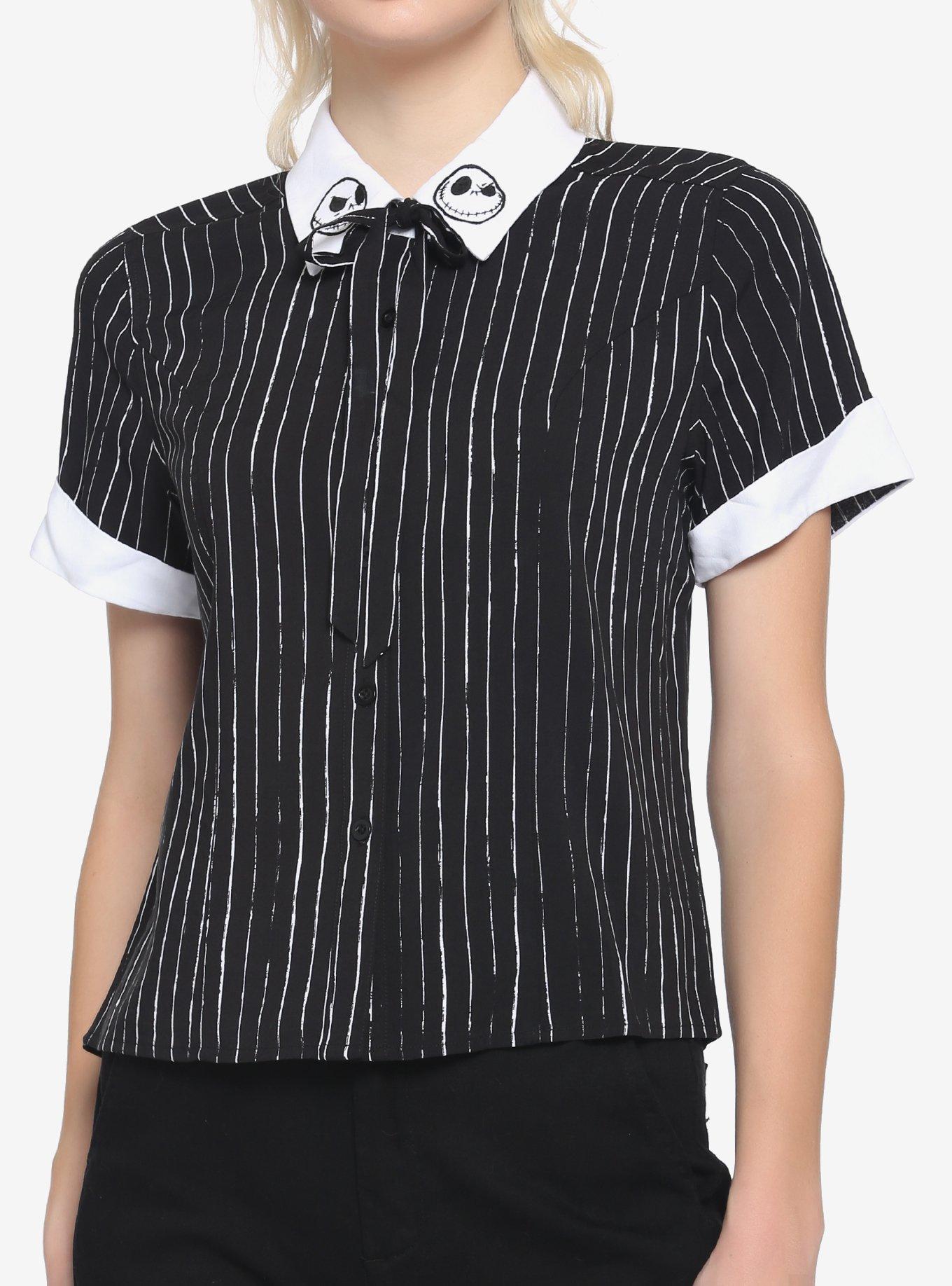 The Nightmare Before Christmas Jack Pinstripe Woven Button-Up, MULTI, hi-res