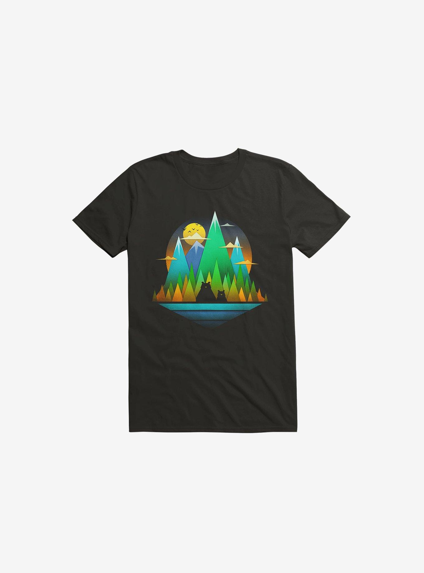 Geometric Landscape Bears Black T-Shirt, , hi-res