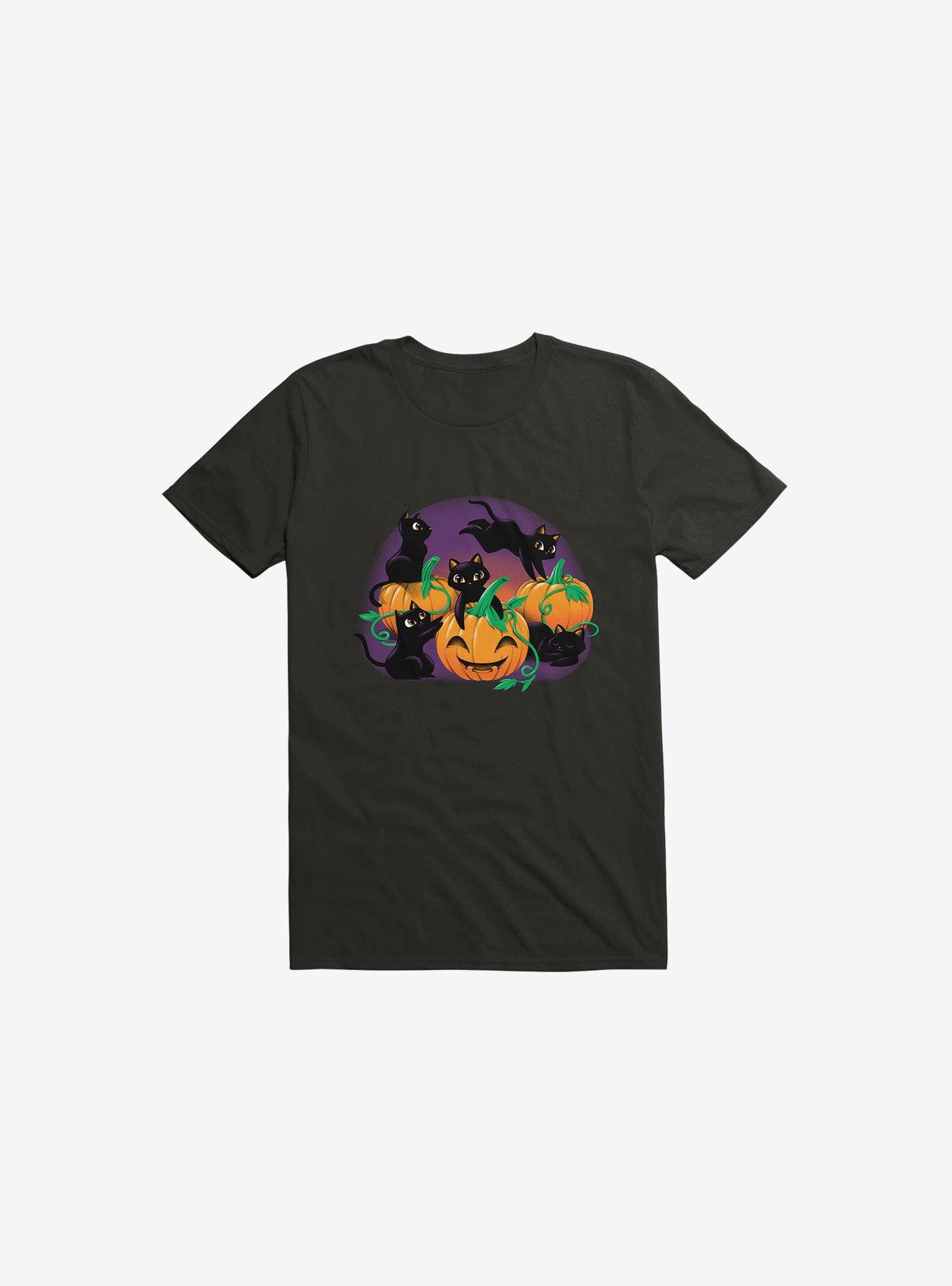 THRDLESS Hello Cat Halloween Black T-Shirt