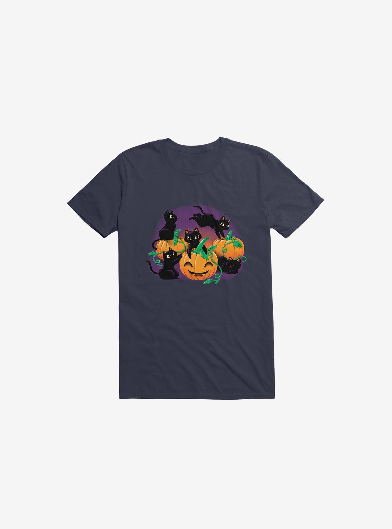 Hello Cat Halloween Navy Blue T-Shirt