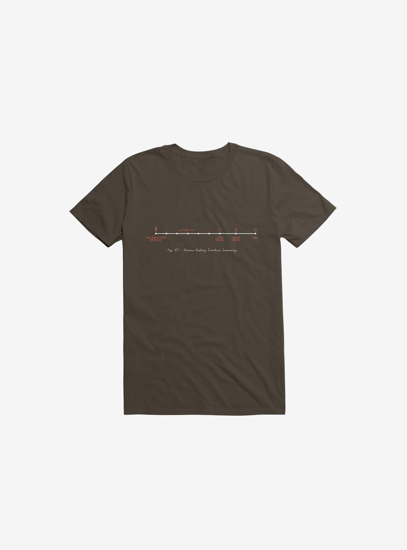 Human History Timeline Summary Brown T-Shirt, , hi-res