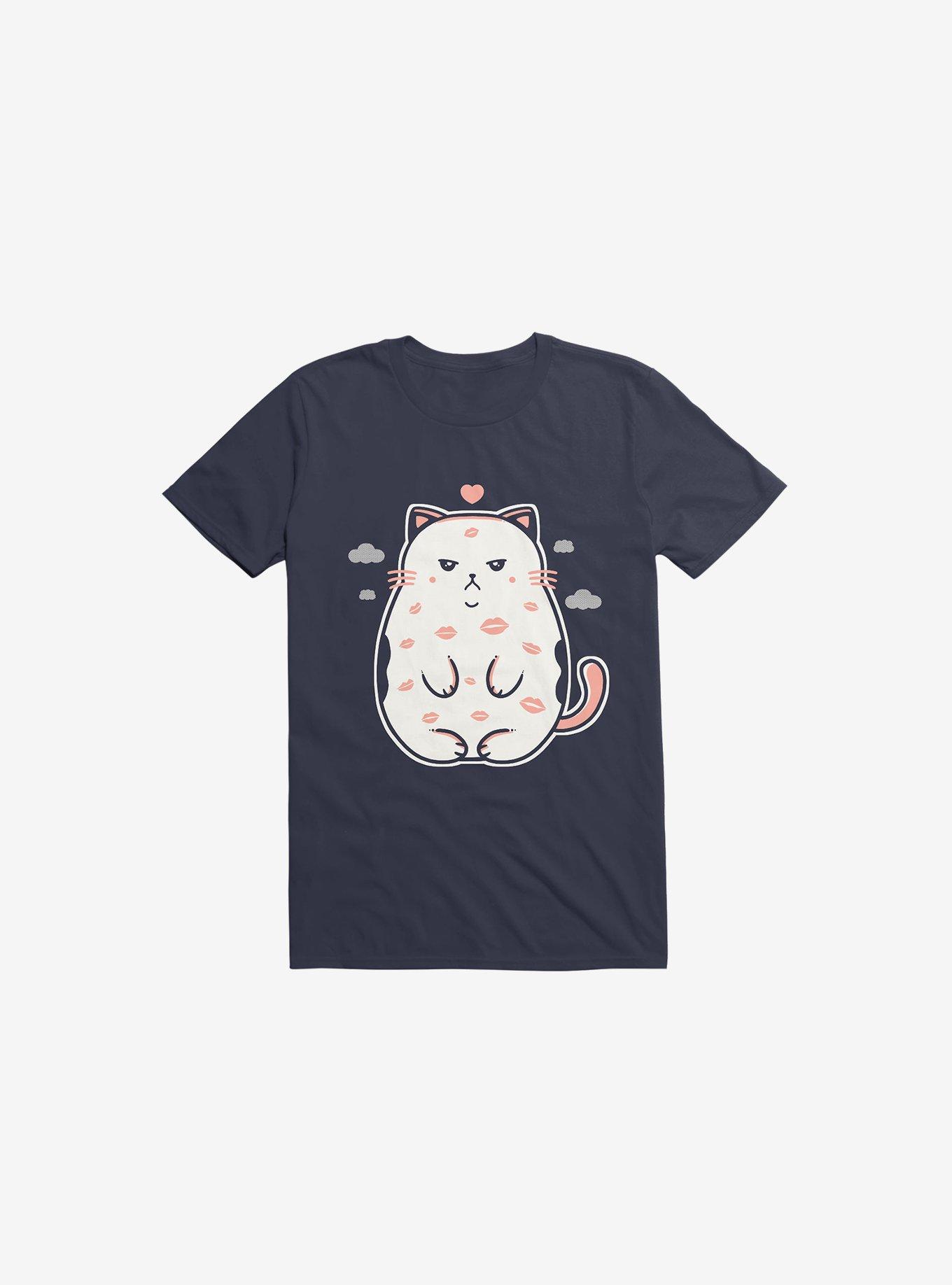 Love Cat Kisses Navy Blue T-Shirt, , hi-res