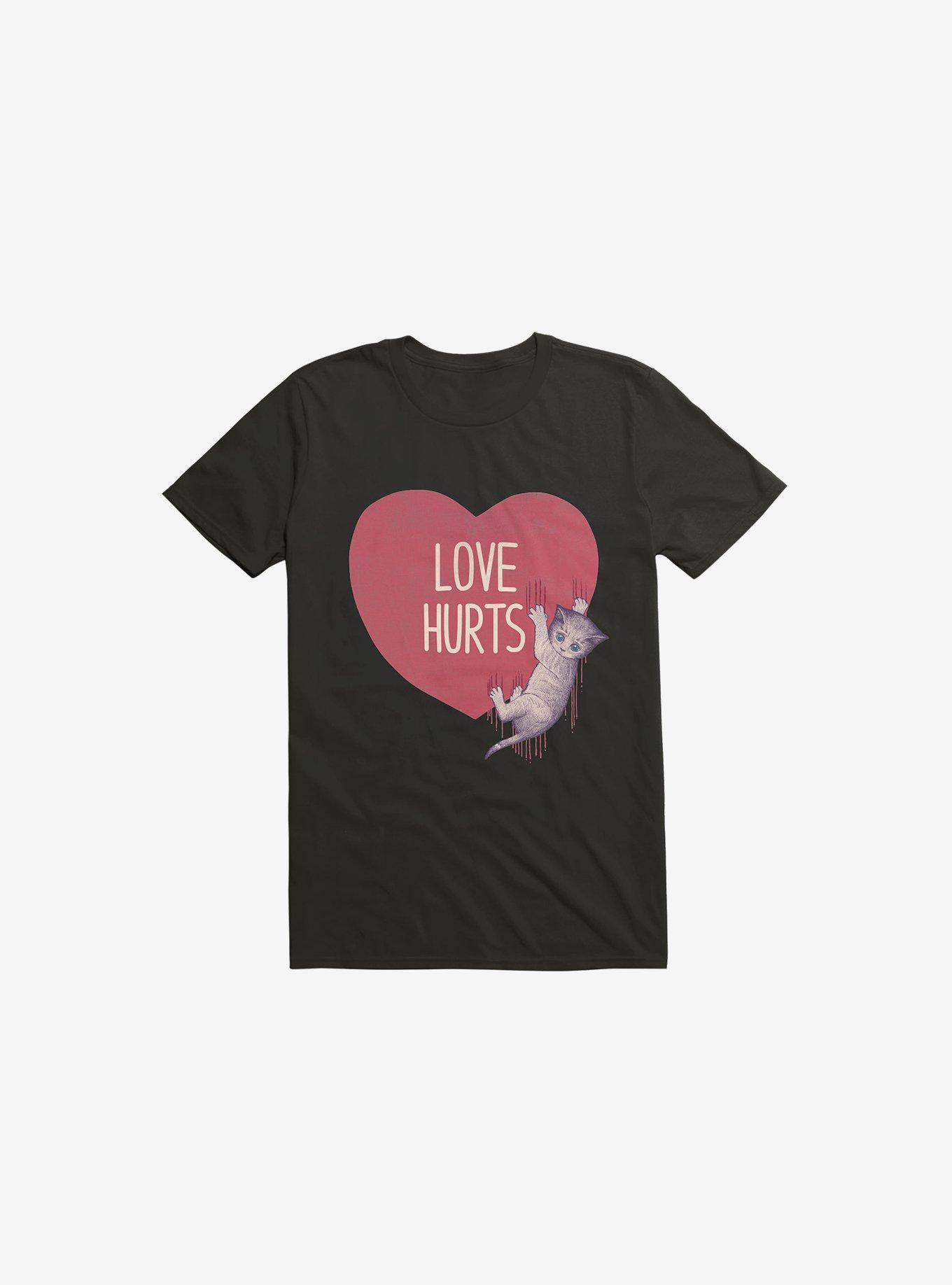 Love Hurts Cat Black T-Shirt, , hi-res