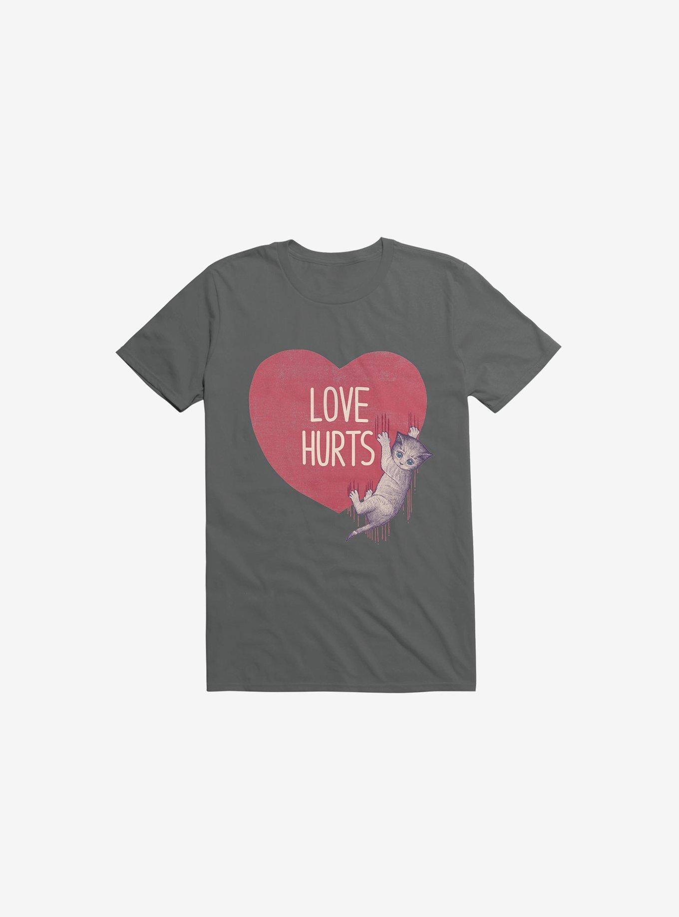 Love Hurts Cat Charcoal Grey T-Shirt, , hi-res