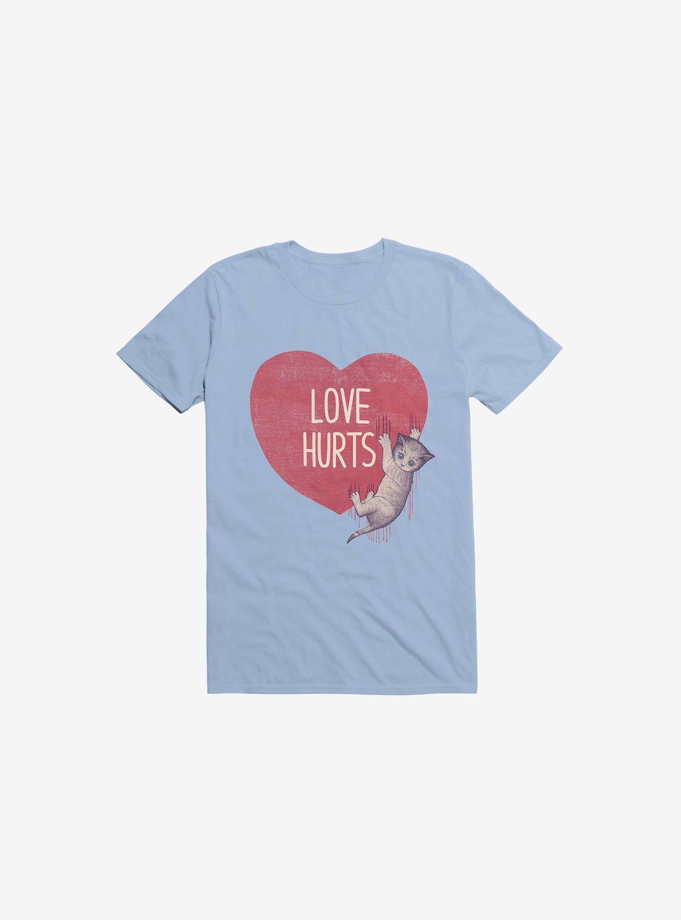 Love Hurts Cat Light Blue T-Shirt, , hi-res