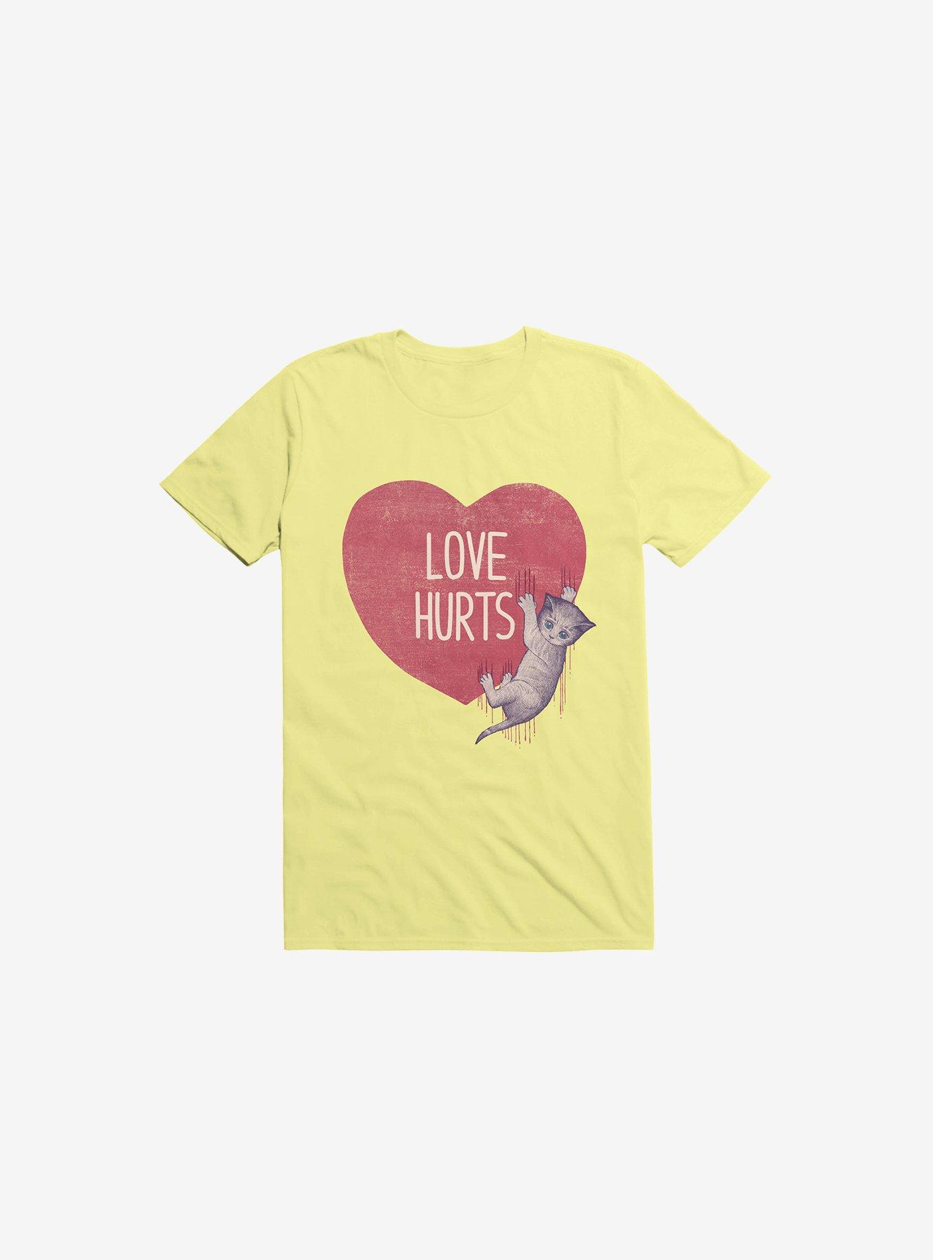 Love Hurts Cat Corn Silk Yellow T-Shirt, , hi-res
