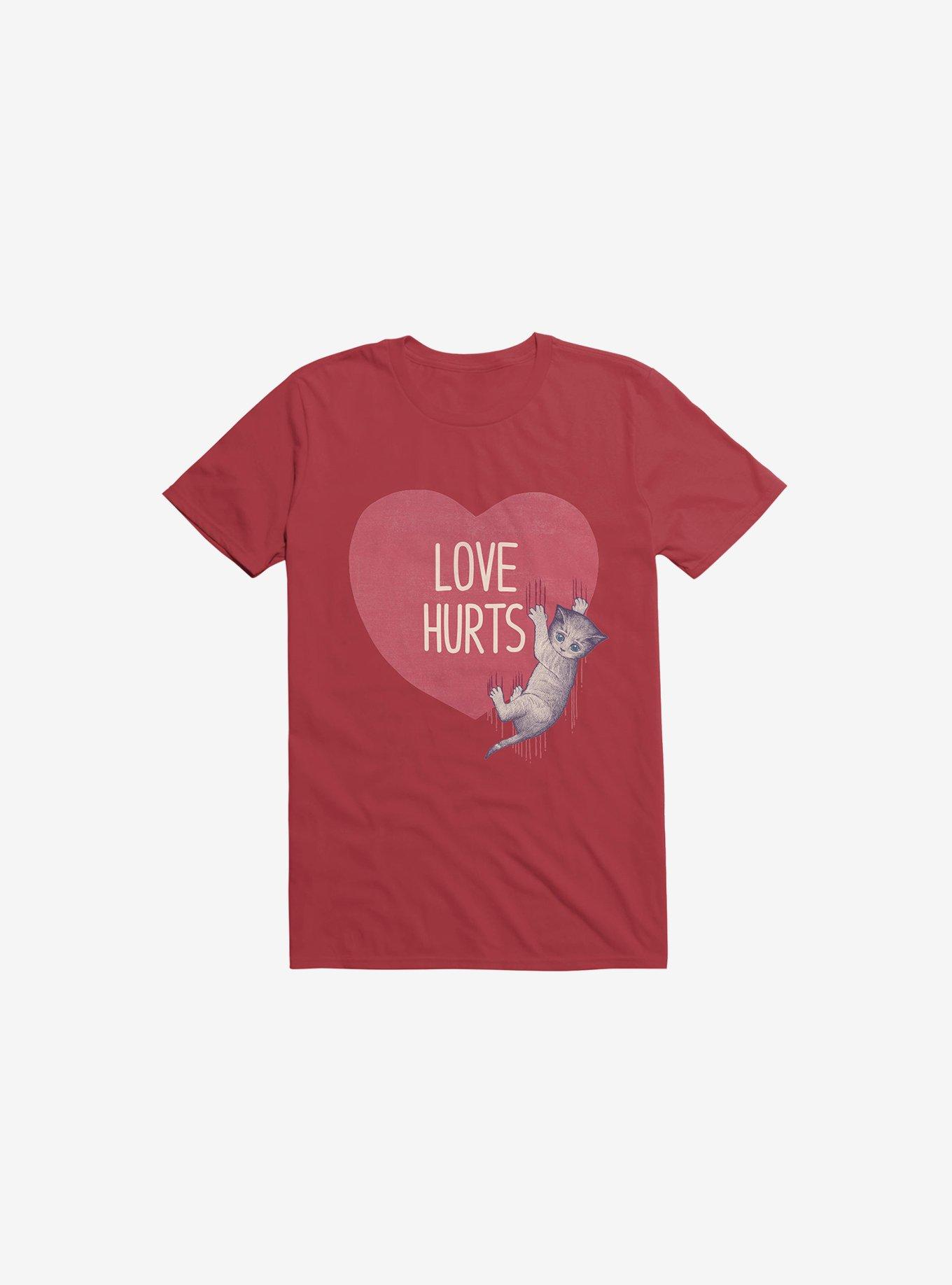 Love Hurts Cat Red T-Shirt, RED, hi-res