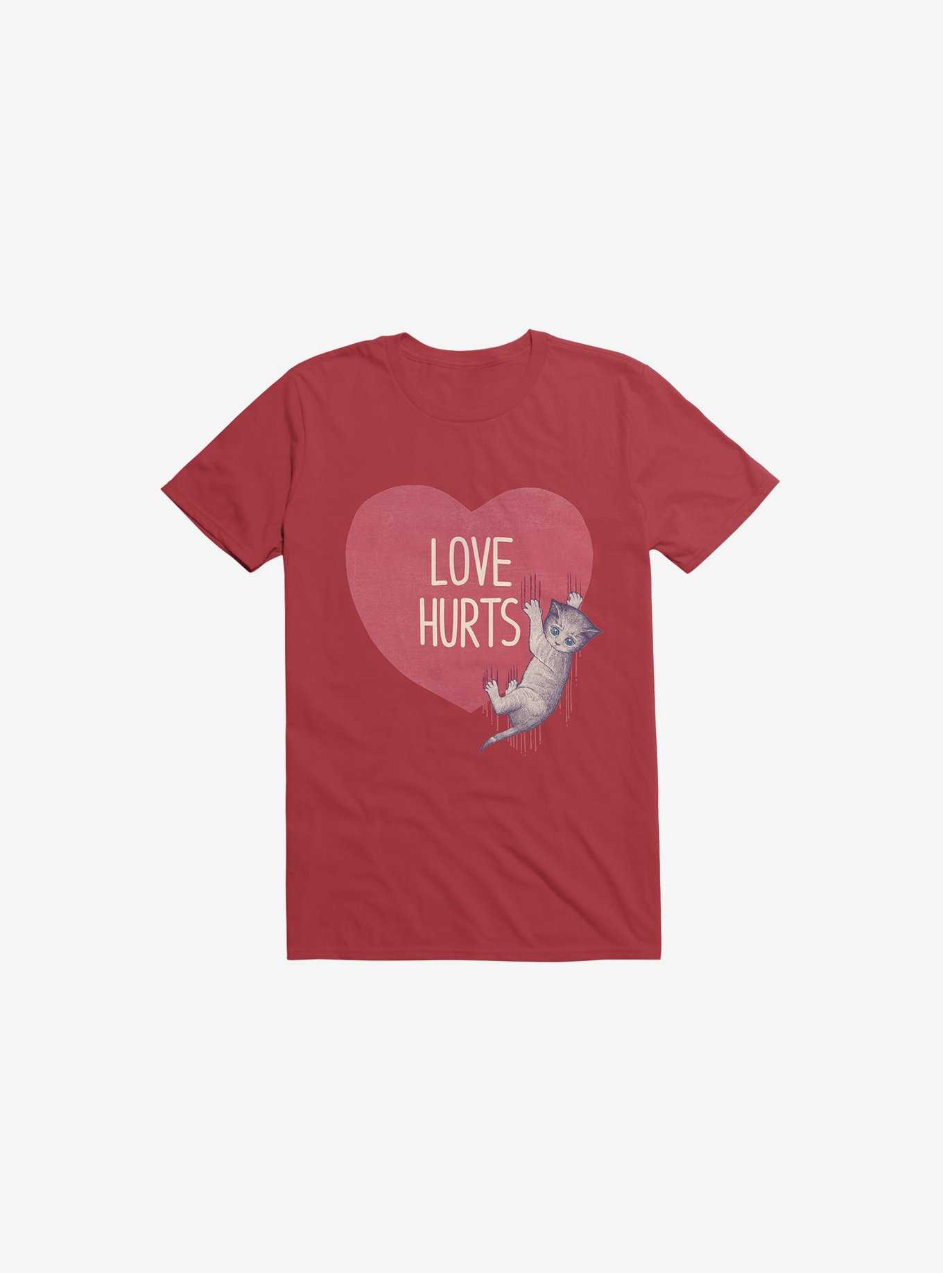 Love Hurts Cat Red T-Shirt, , hi-res