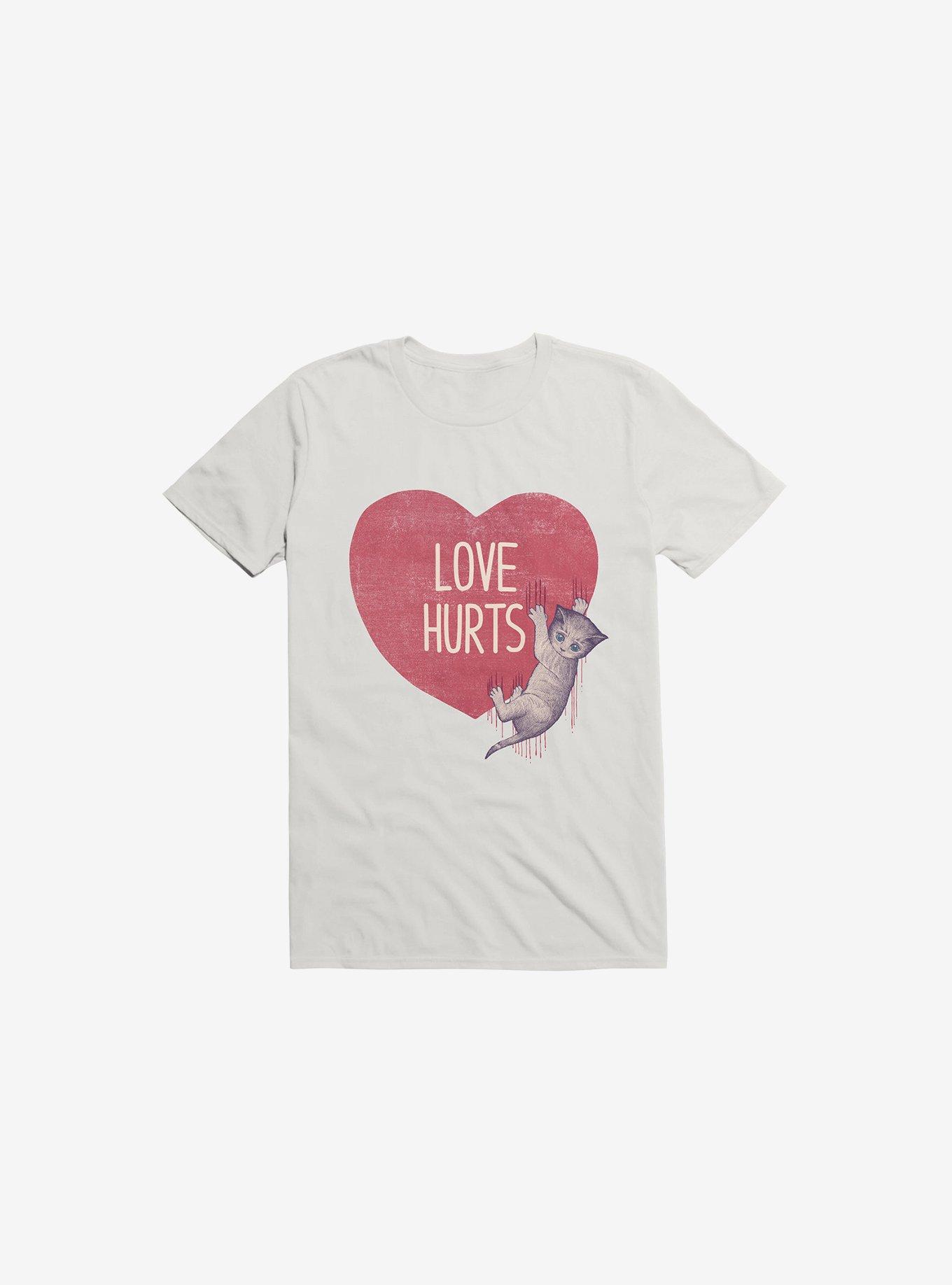 Love Hurts Cat White T-Shirt, , hi-res
