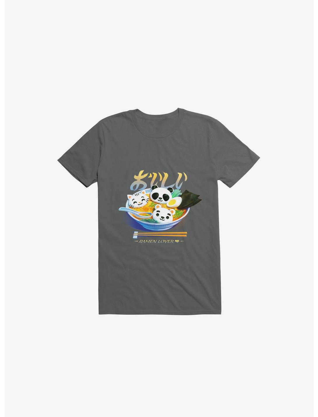 Ramen Panda Cat Bear T-Shirt, CHARCOAL, hi-res